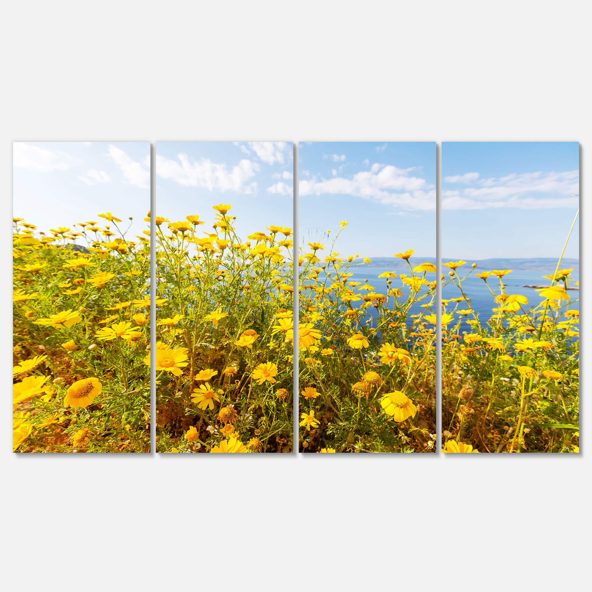 Designart - Little Yellow Flowers over Seashore