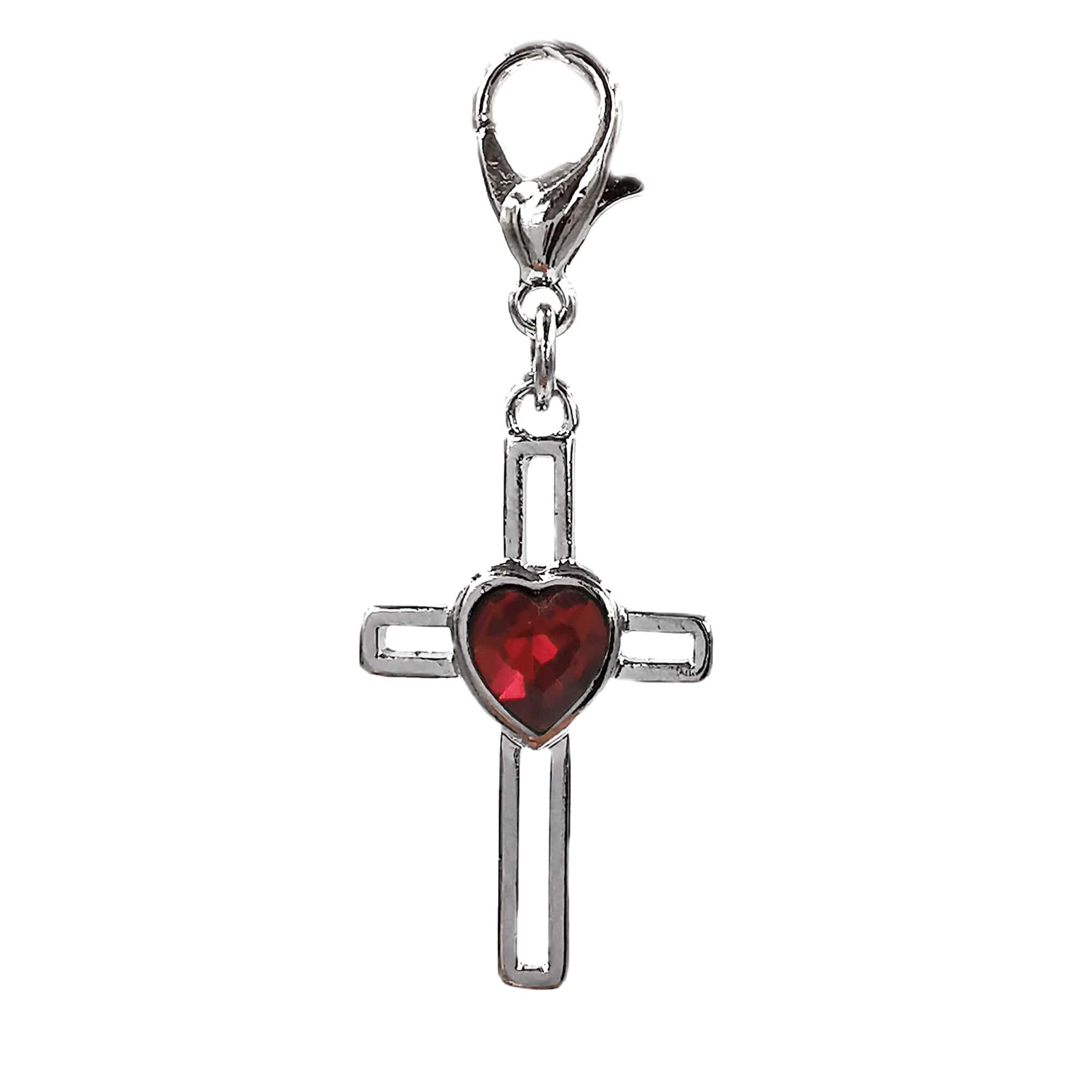 12 Pack: Charmalong™ Red Heart & Cross Charm by Bead Landing™