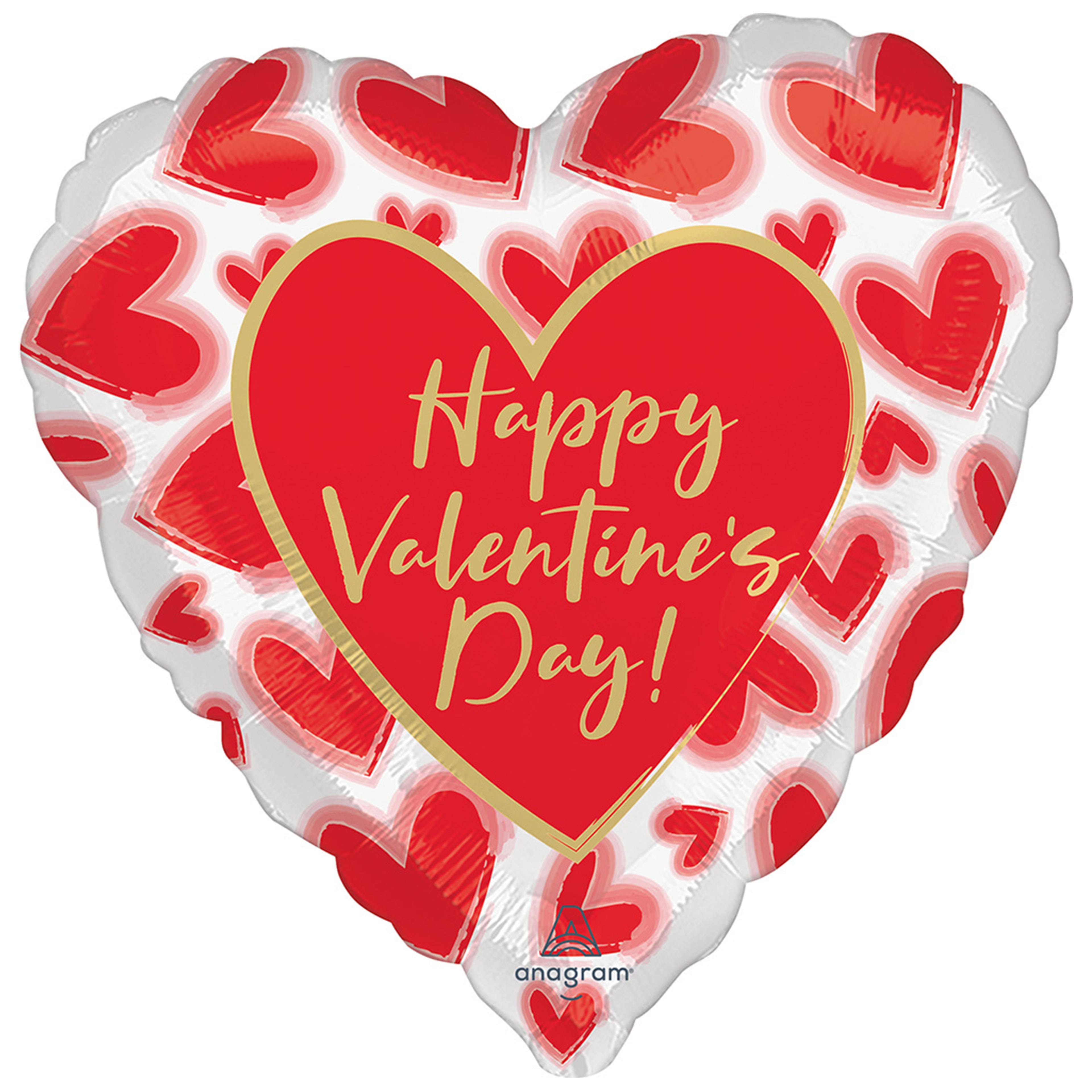 17&#x22; Happy Valentine&#x27;s Day Lined Hearts Foil Mylar Balloon