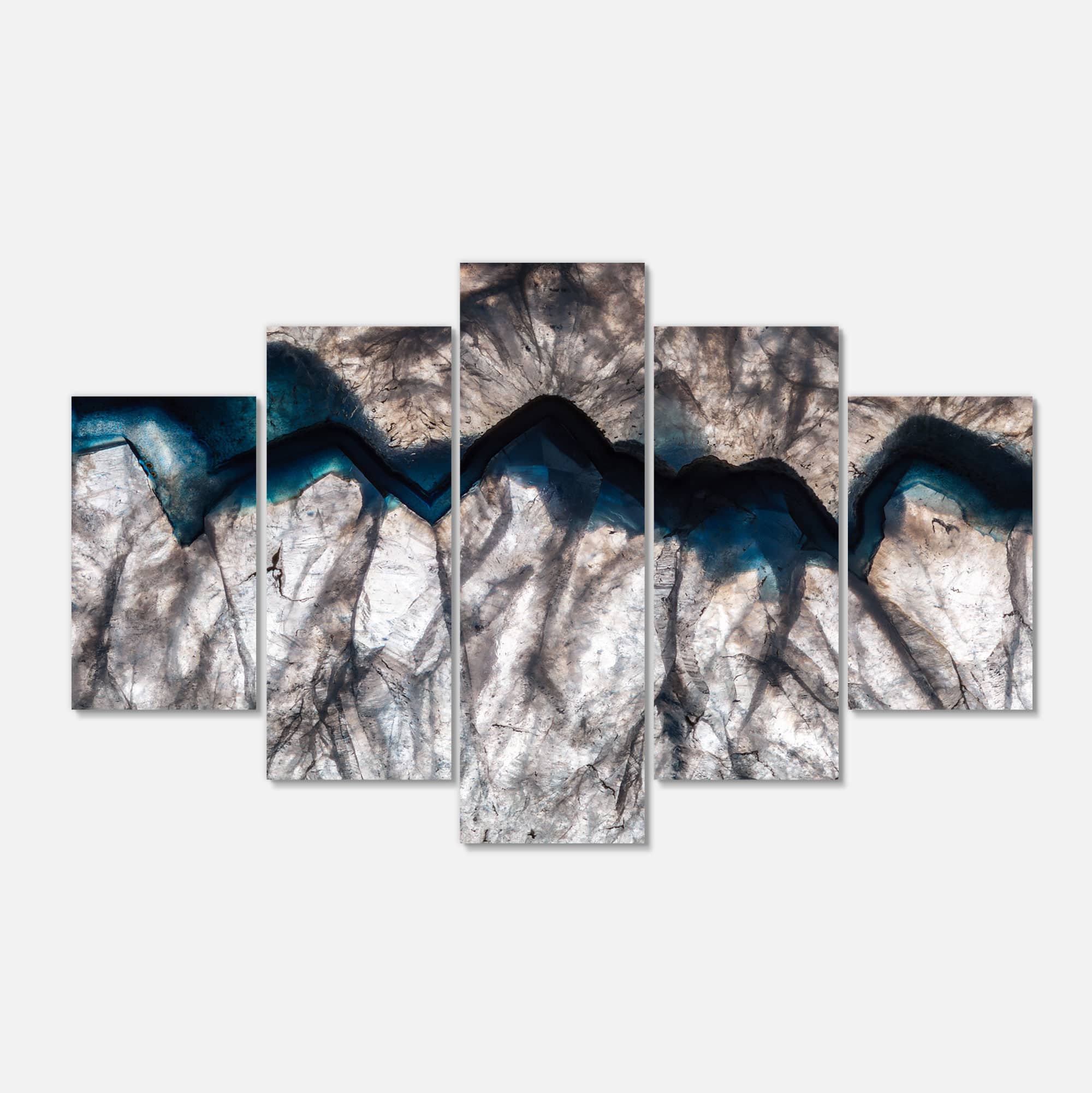 Designart - Backlit Mineral Macro - Blue - Abstract Canvas Wall Art Print