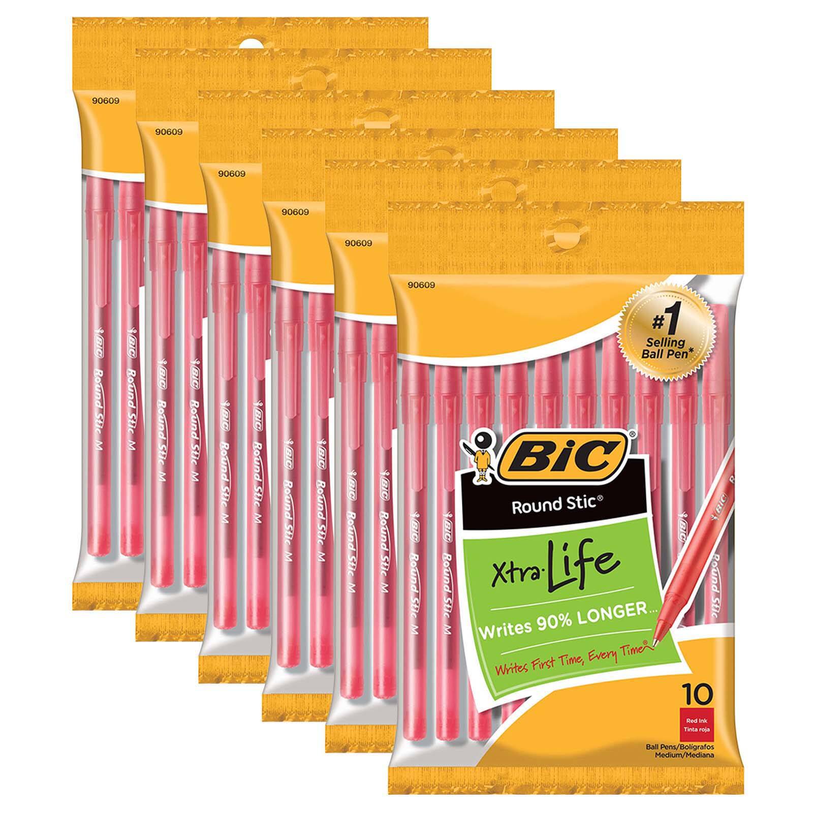BIC&#xAE; Round Stic&#xAE; Xtra Life Medium Point Ballpoint Pen, 6 Packs of 10