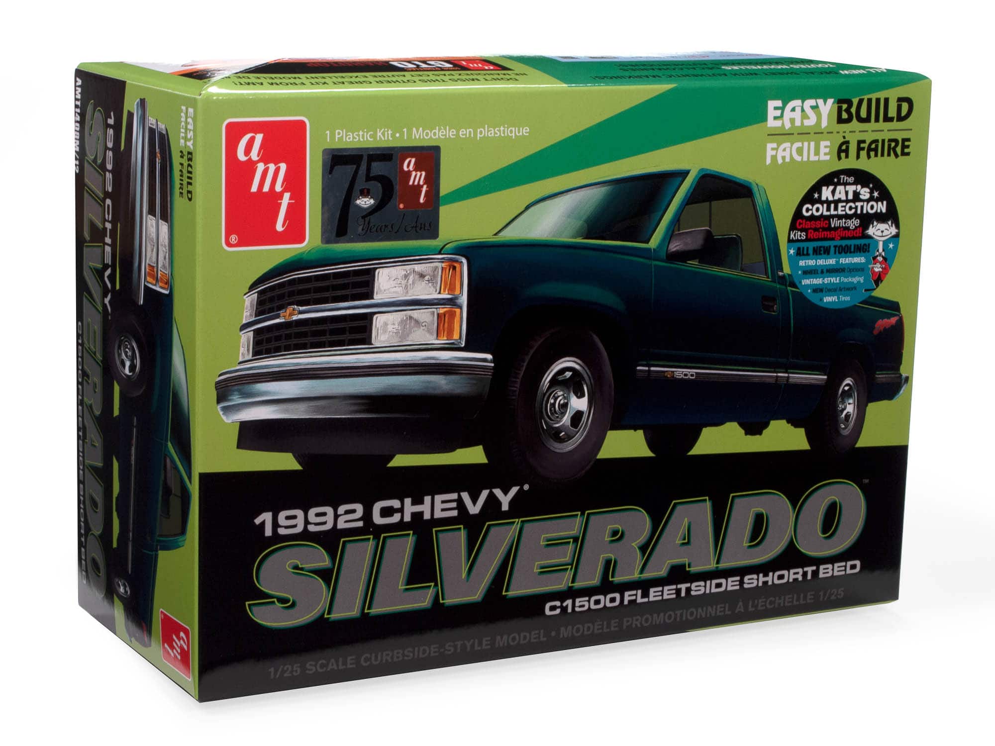 AMT&#xAE; 1992 Chevy Silverado Fleetside Short Bed Pickup Easy Build 1:25 Scale Model Kit