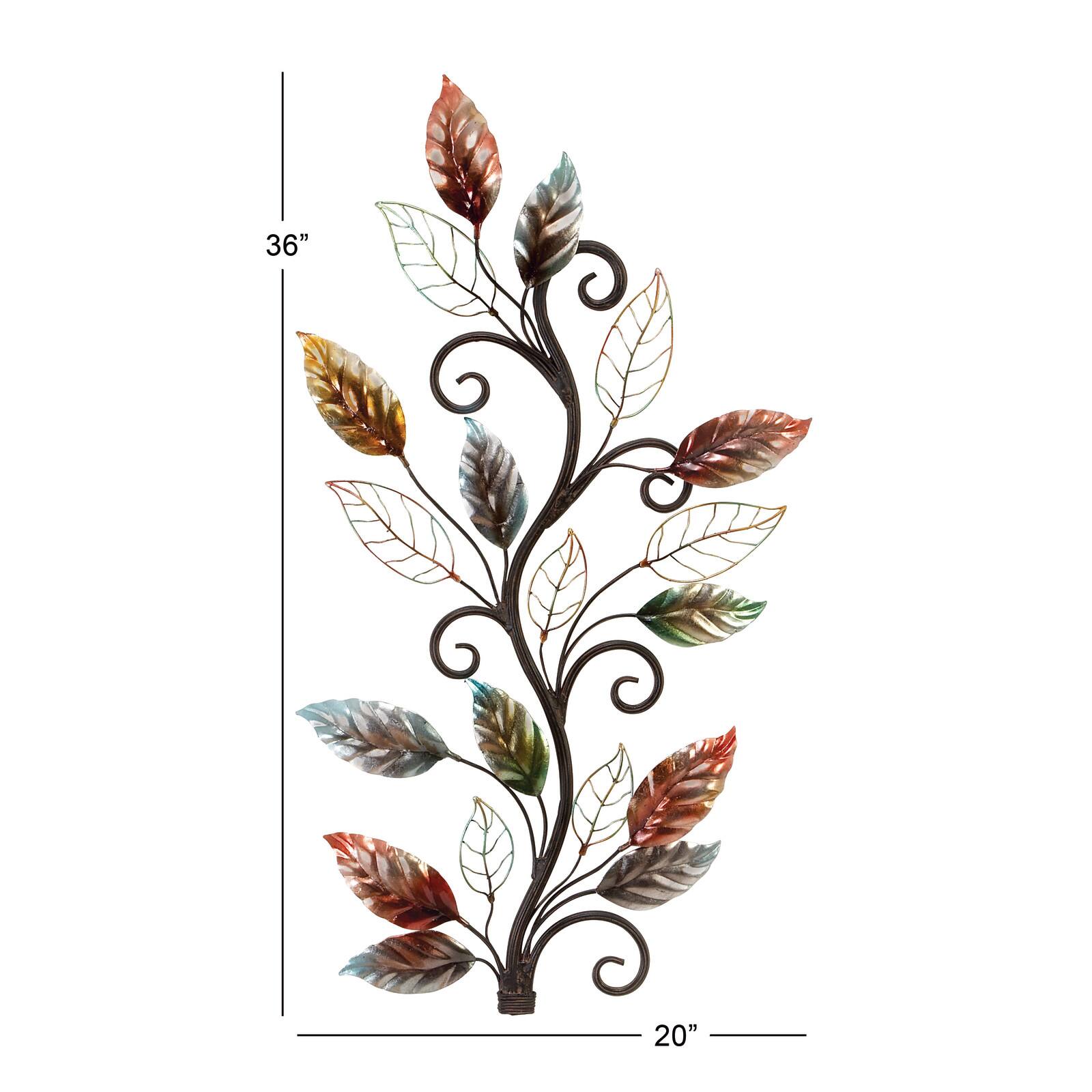 36" Multicolor Metal Traditional Floral Wall Décor