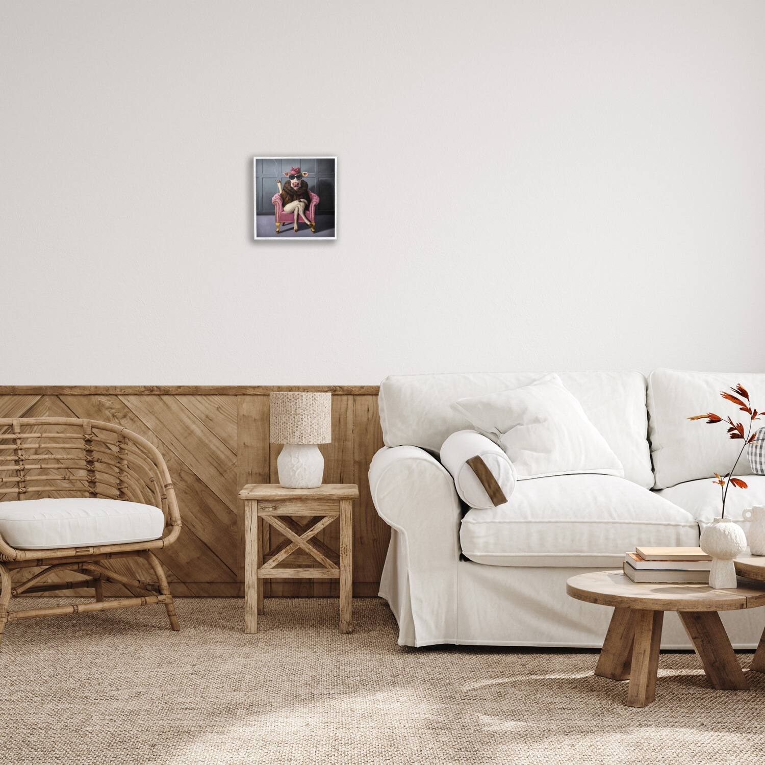 Stupell Industries Trendy Pink Glam Cow Framed Giclee Art