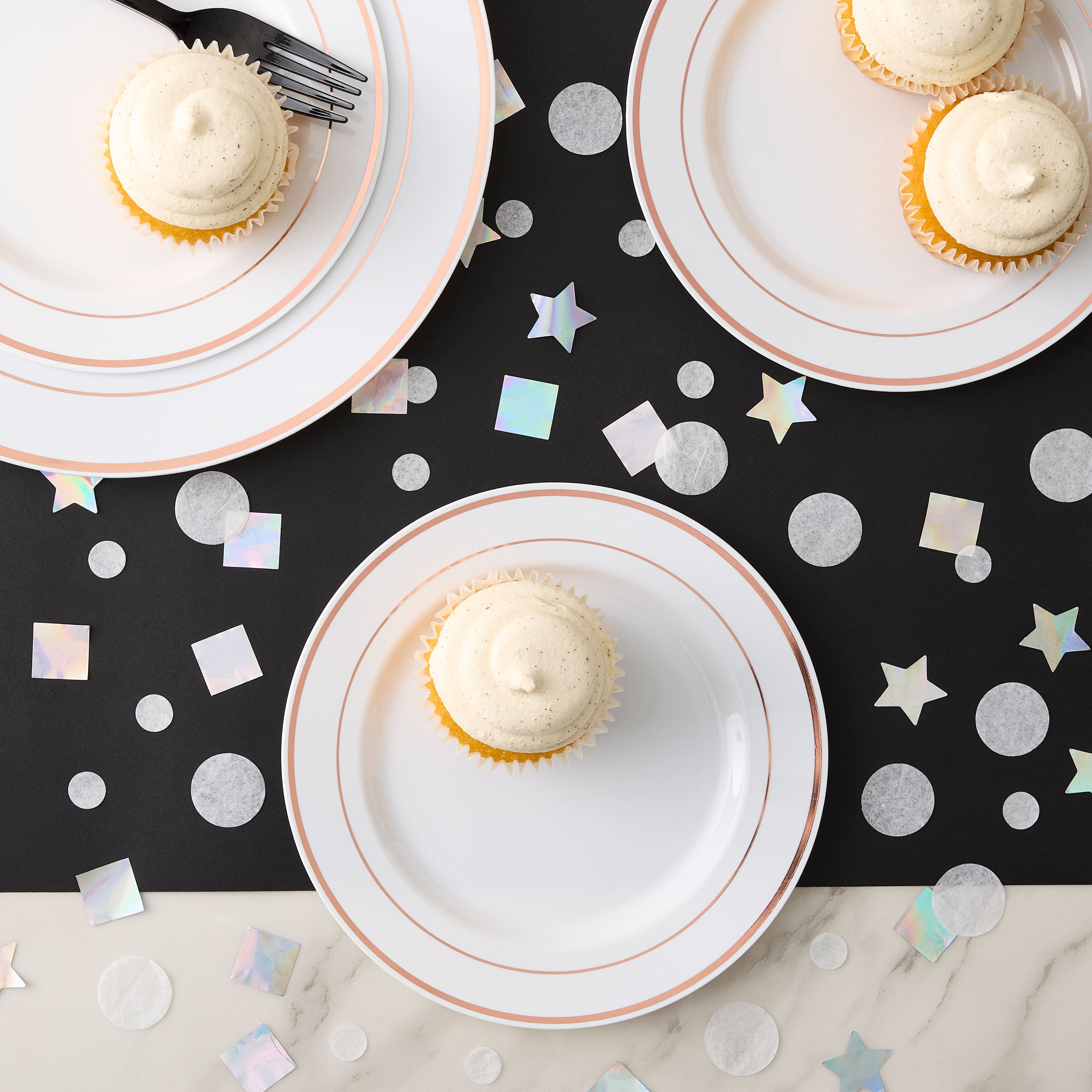 7.5&#x22; Rose Gold &#x26; White Plastic Plates by Celebrate It&#x2122;, 10ct.