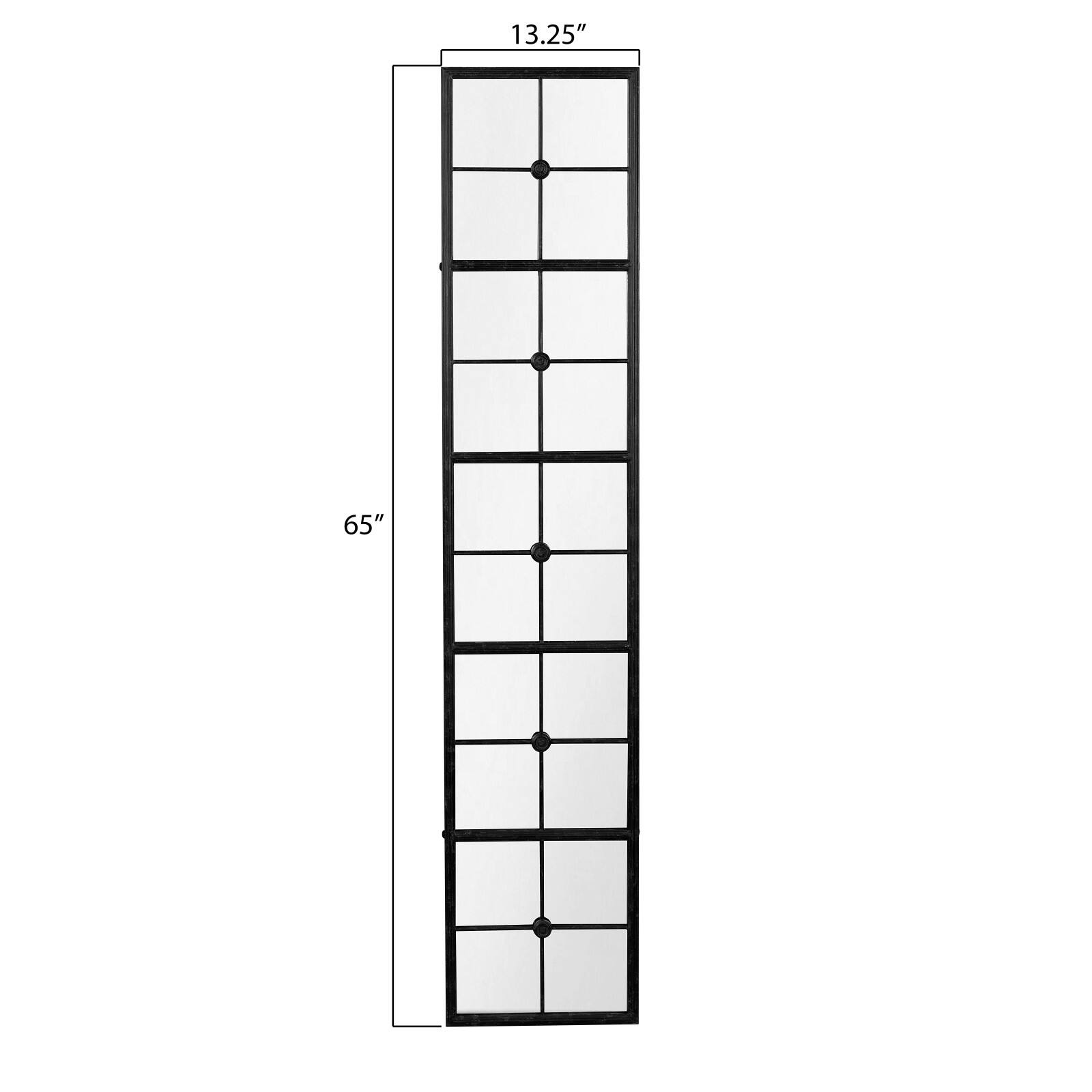 65" Black Distressed Rectangle Mirror