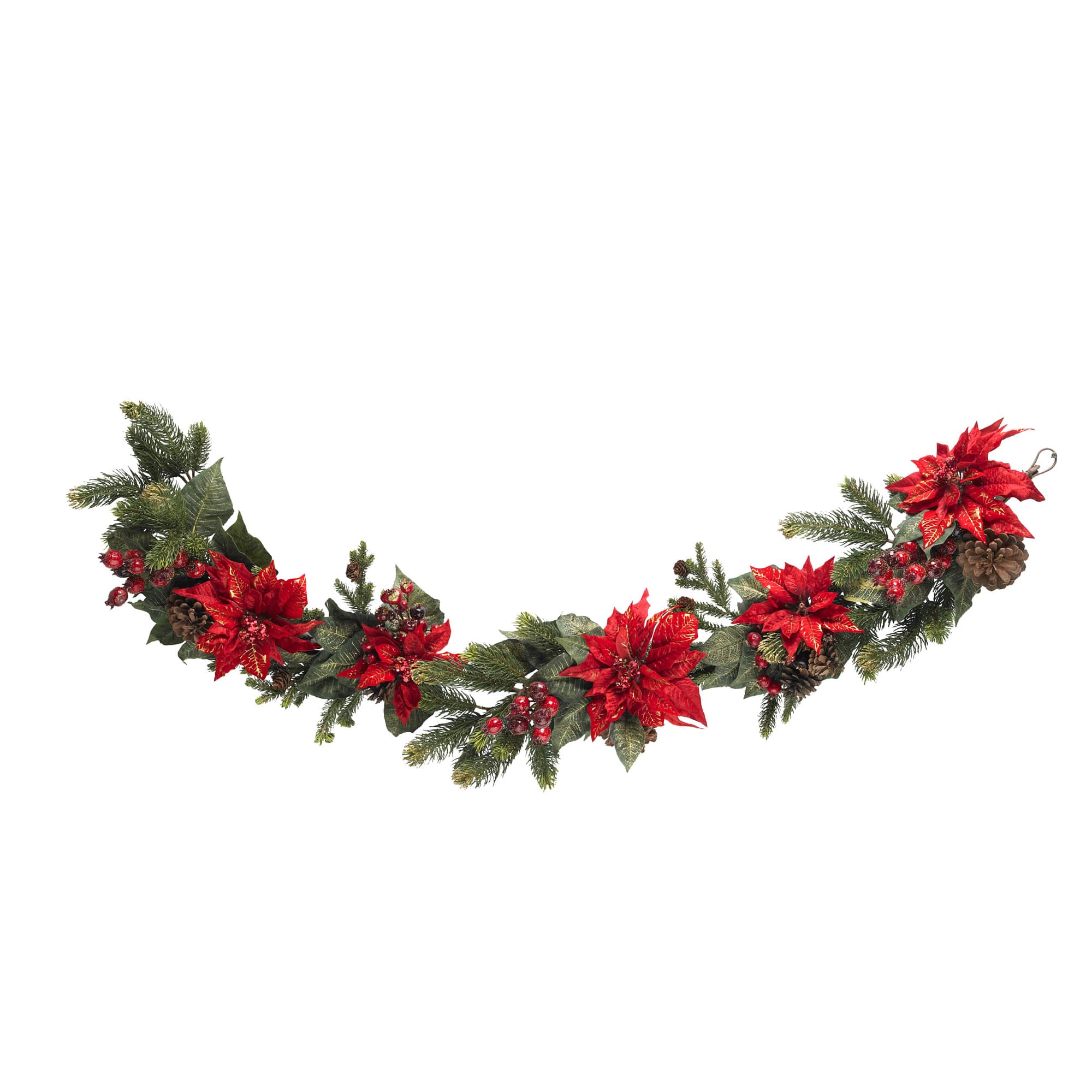 5ft. Poinsettia & Berry Artificial Garland
