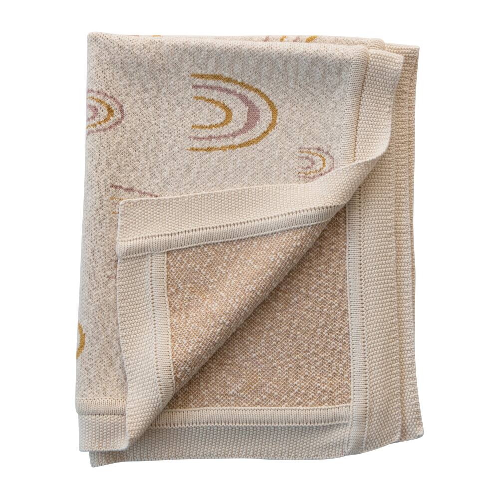 Hello Honey® Cream Cotton Knit Baby Blanket with Rainbows