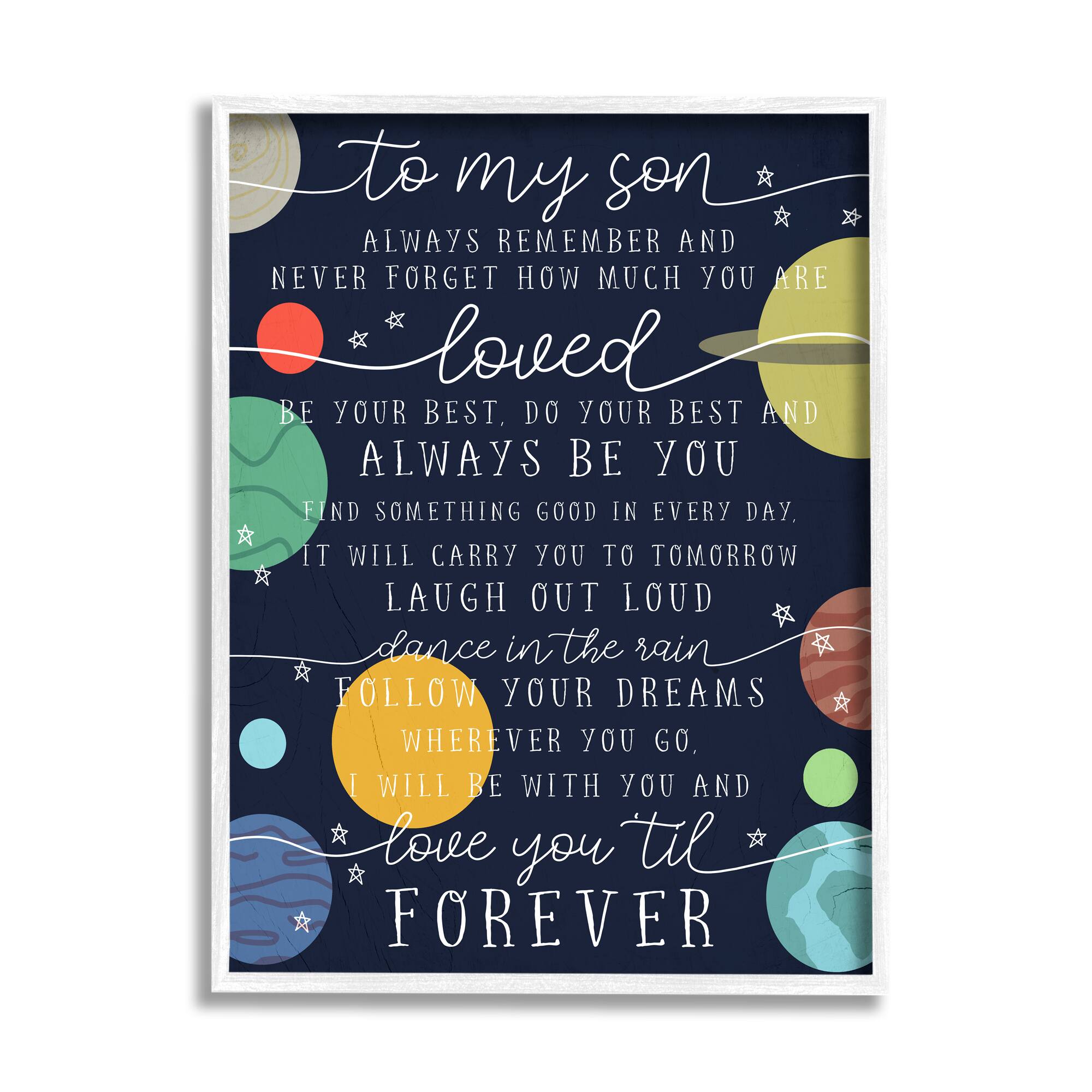 Stupell Industries My Son Love You Forever Phrase Outer Space Framed Wall Art