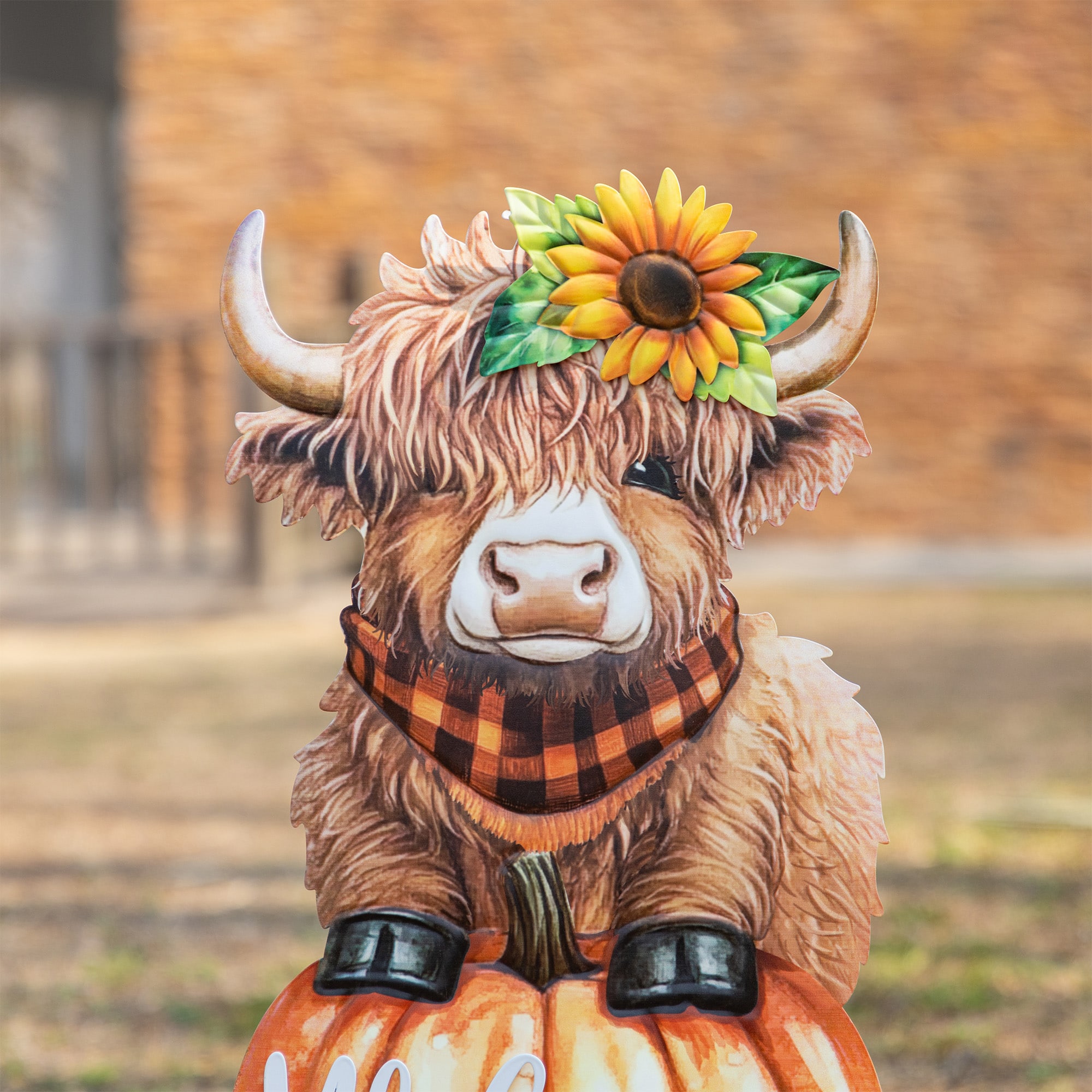 Glitzhome&#xAE; 29.75&#x22; Fall Highland Cow Yard Stake or Wall Decor