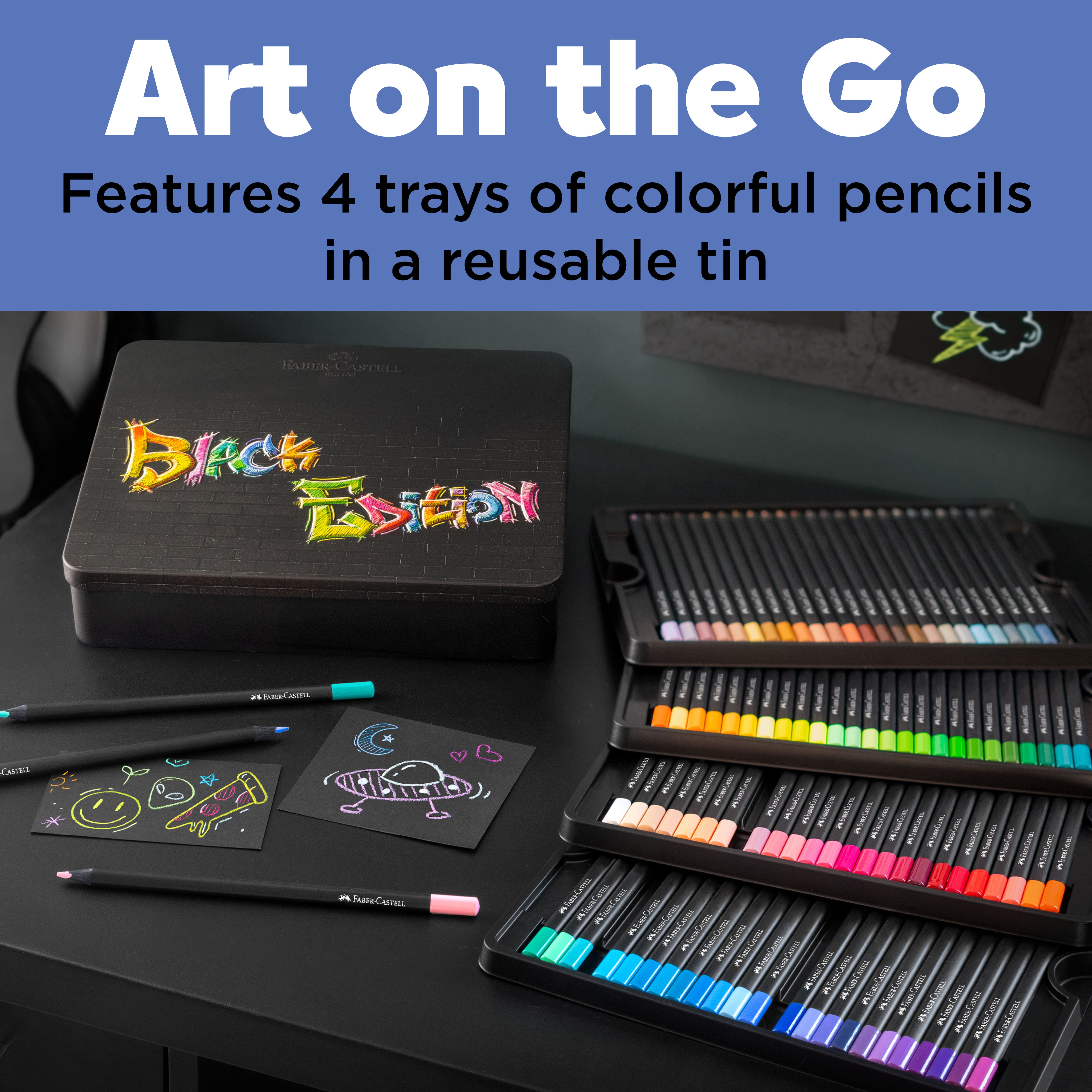 Faber-Castell&#xAE; 100 Color Black Edition Colored Pencil Tin Set