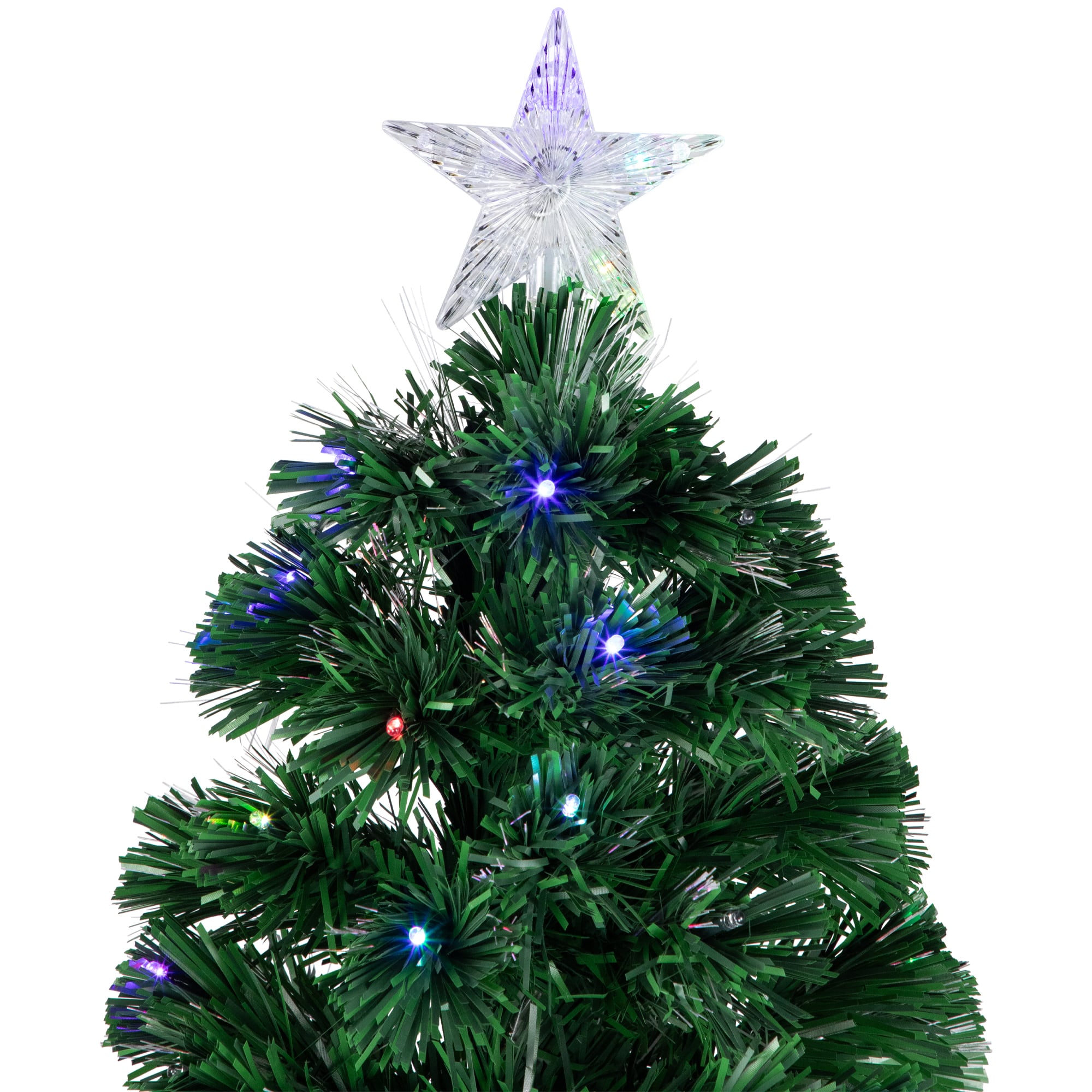 6ft. Pre-Lit Fiber Optic Artificial Christmas Tree with Star Tree Topper and Pot, LED Color-Changing Lights