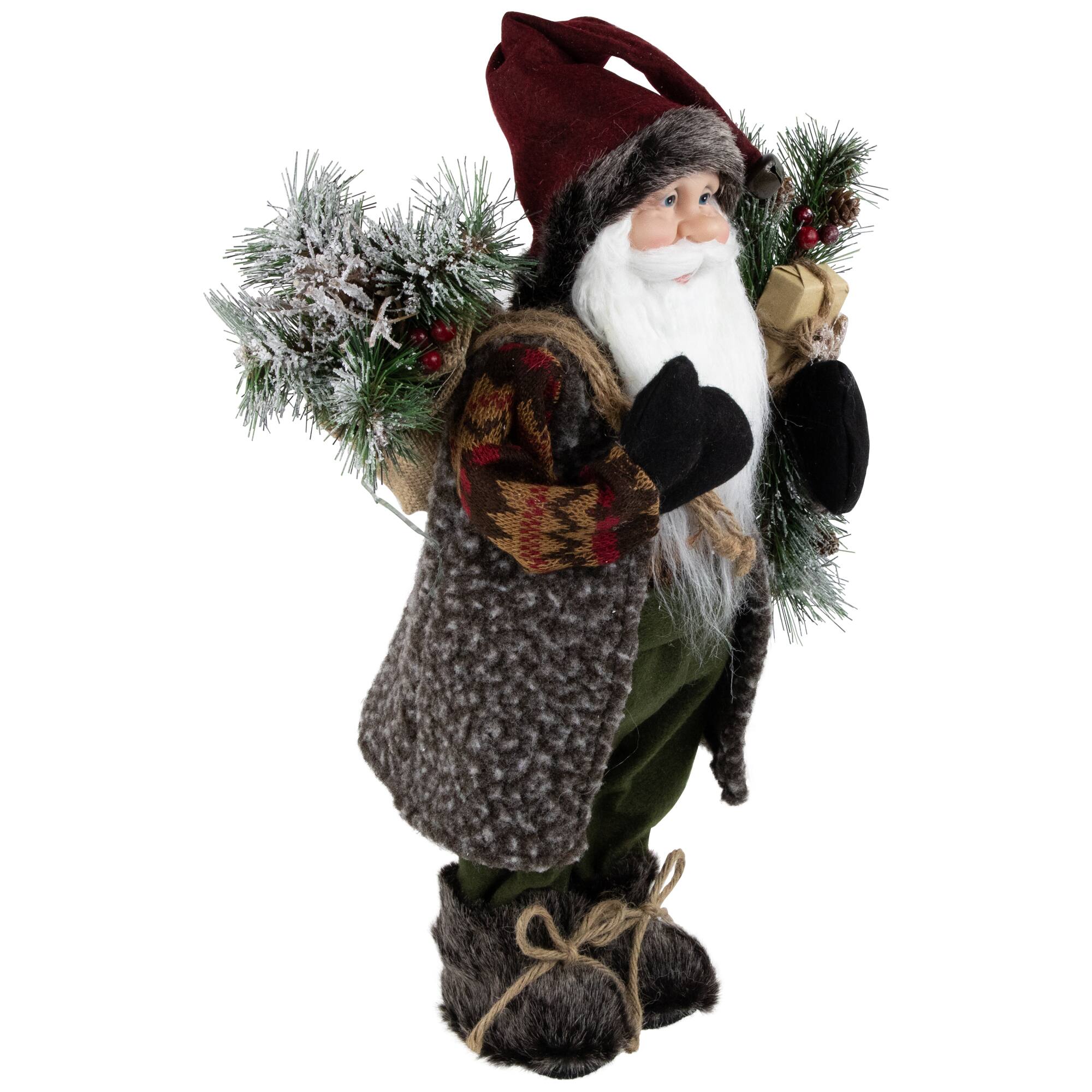 16&#x22; Country Rustic Standing Santa Claus with Present