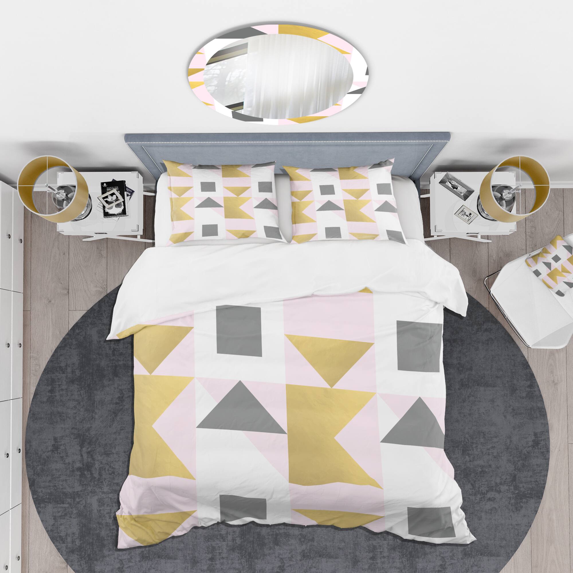 Designart &#x27;Triangular Gold Design&#x27; Mid-Century Duvet Cover Set