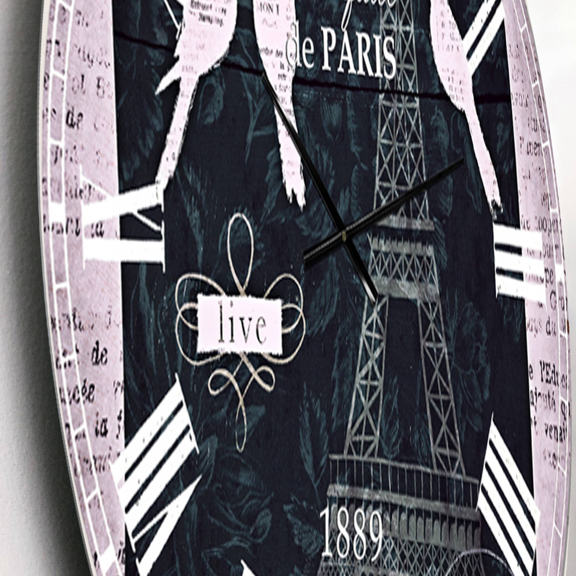 Designart &#x27;Paris Vintage Collage Ii Traditional Wall Clock