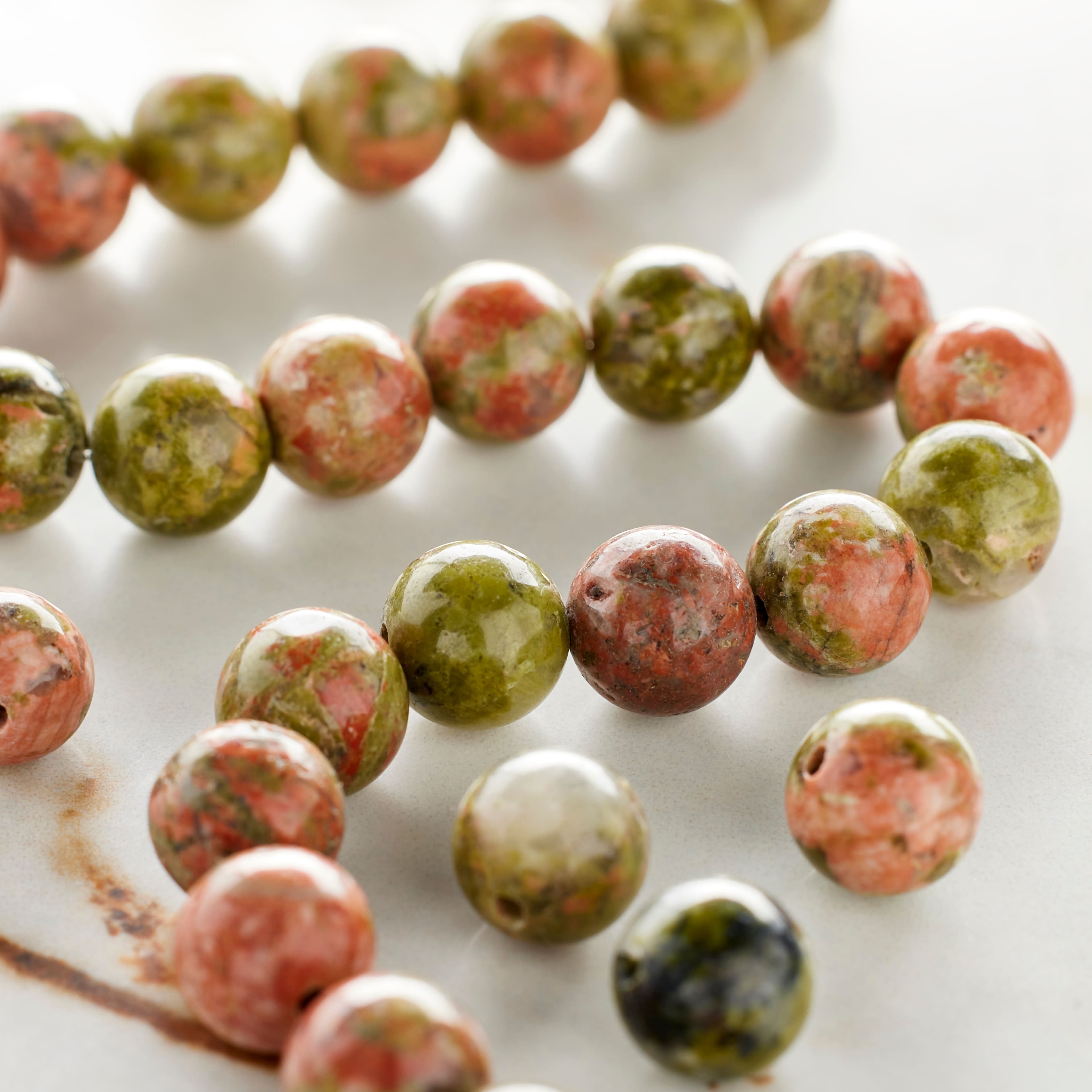 12 Pack: Green Unakite Round Beads, 8mm by Bead Landing™