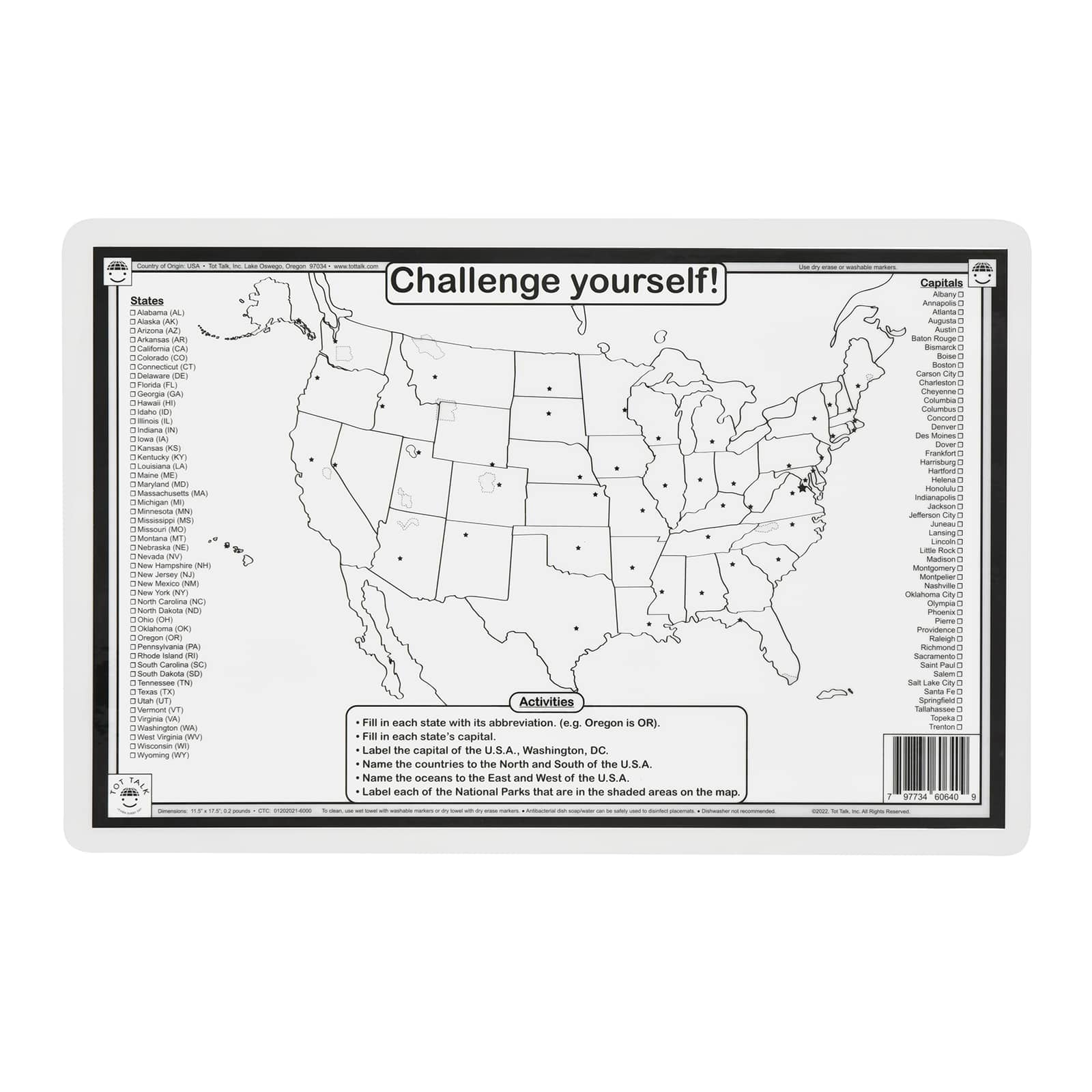 Tot Talk United States Of America Placemat