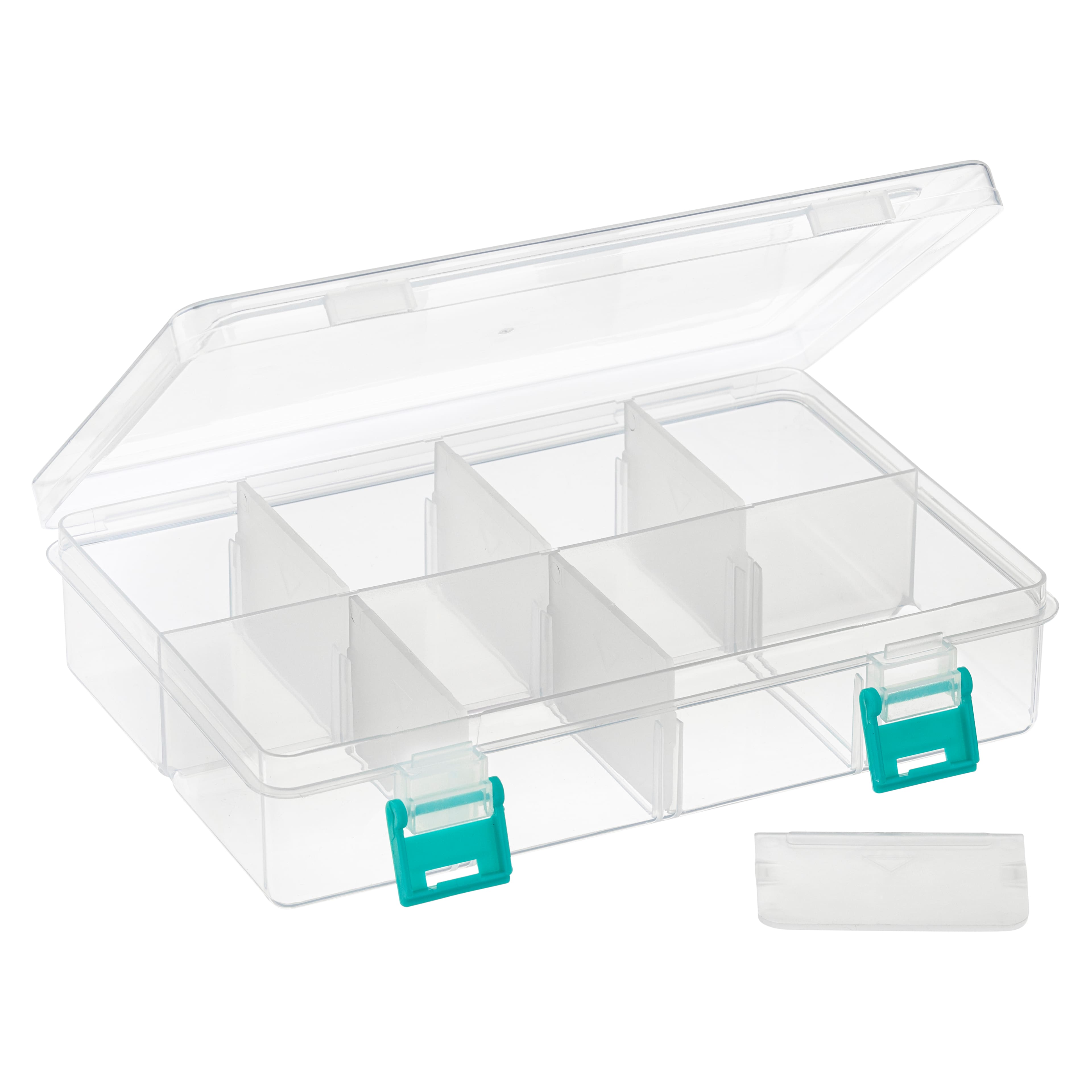 Clear &#x26; Turquoise 8-Compartment Storage Box by Bead Landing&#x2122;