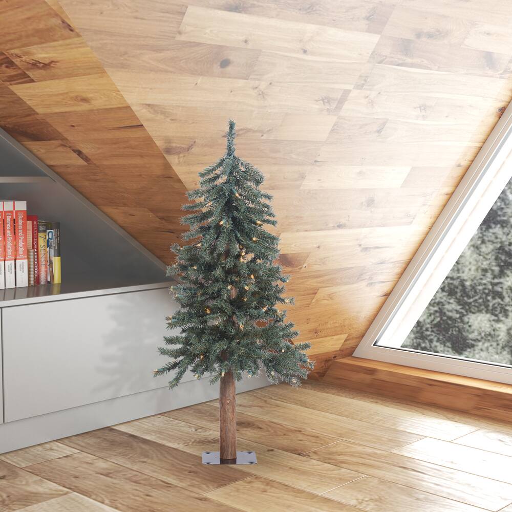 3ft. Pre-Lit Natural Bark Alpine Artificial Christmas Tree, Warm White Dura-Lit® LED Lights