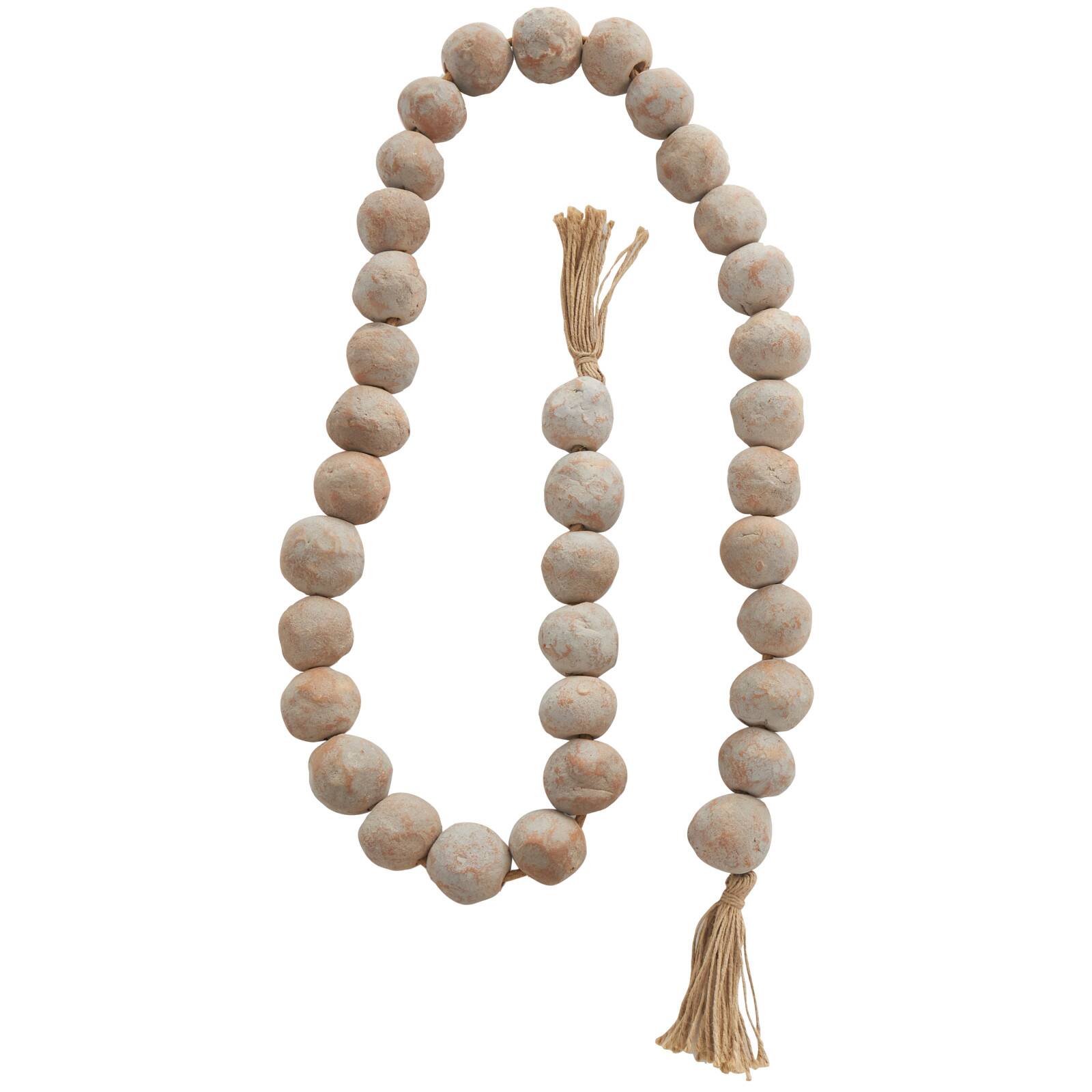 5ft. Paper Mache Round Distressed Beaded Garland with Tassel