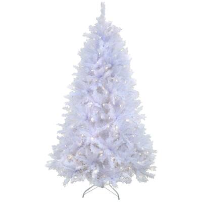 White Artificial Christmas Fir Trees With 50 Clear Lights main image 1