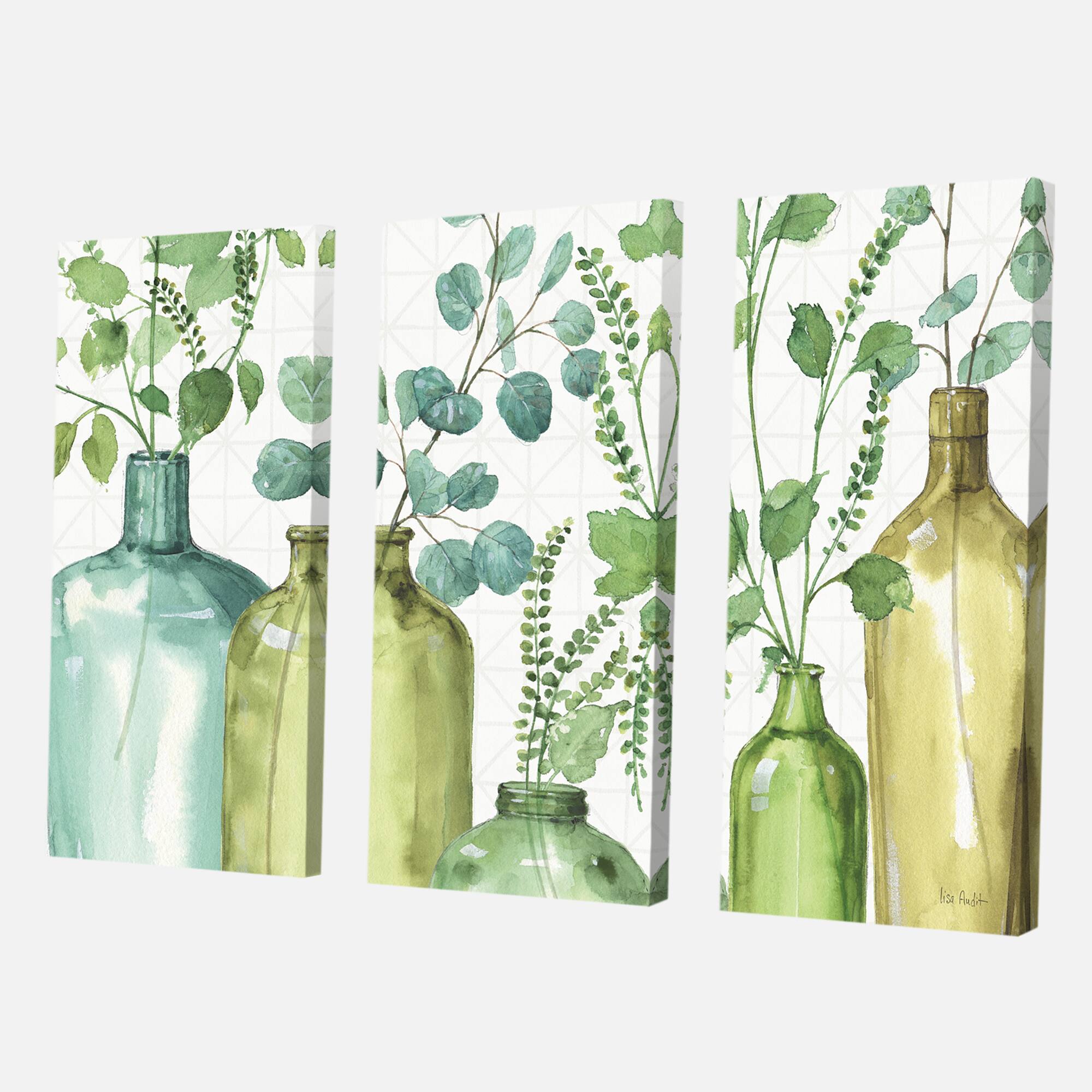 Designart - Mixed Botanical Green Leaves I0 - Cottage Premium Canvas Wall Art
