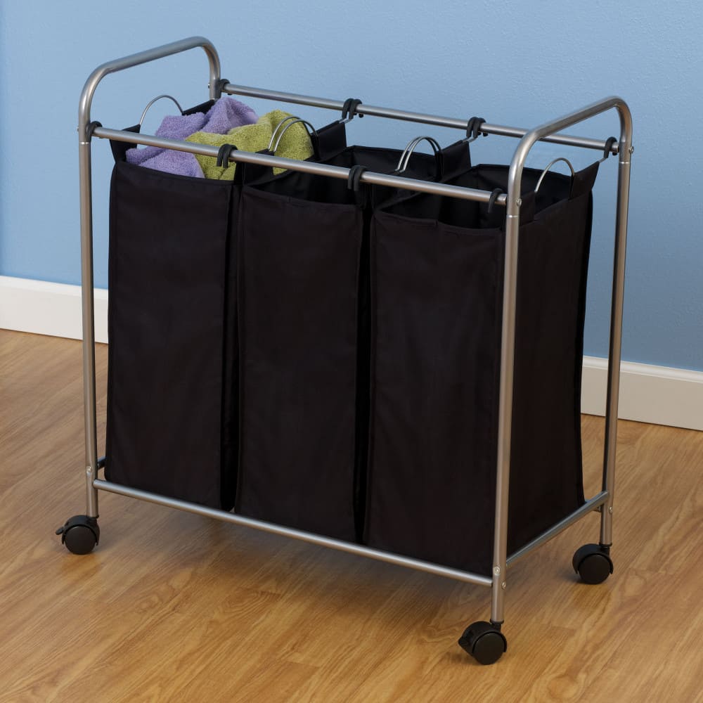 Household Essentials Rolling Triple Laundry Sorter