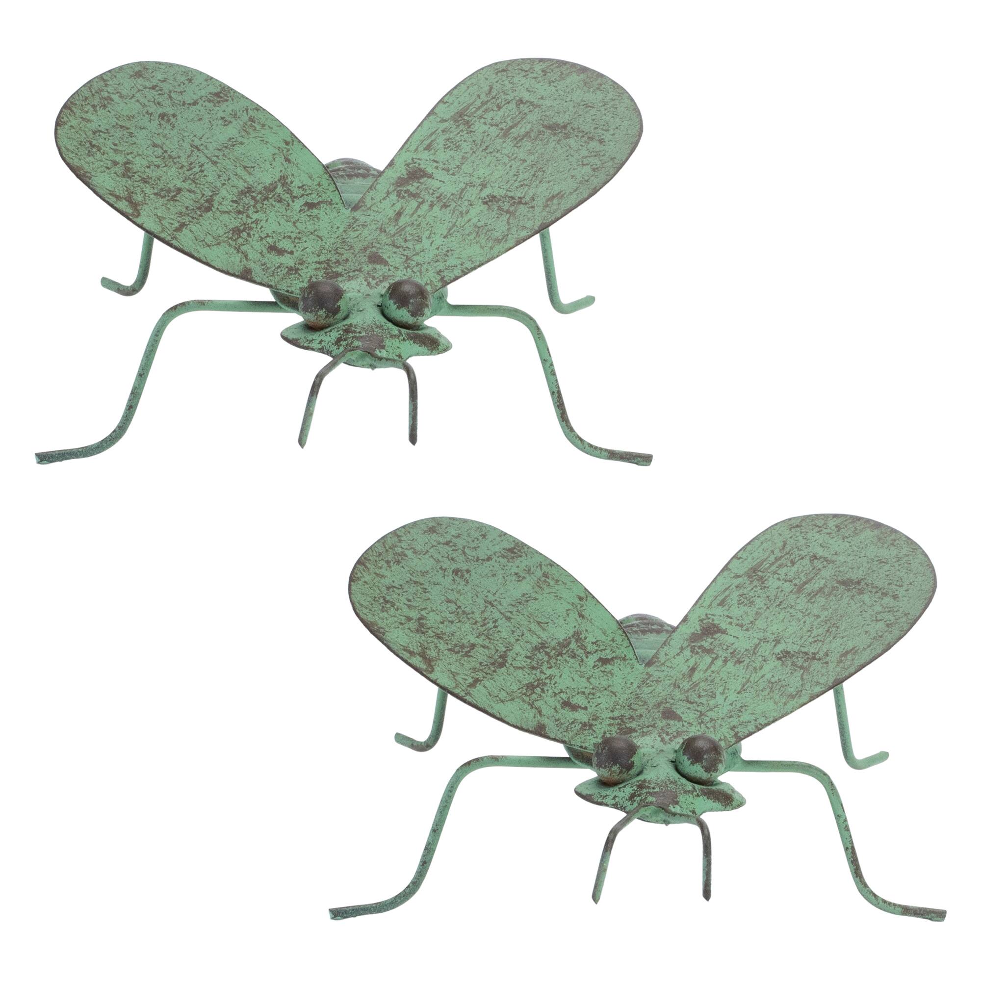 6.75&#x22; Iron Bumblebee Garden Accents, 2ct.