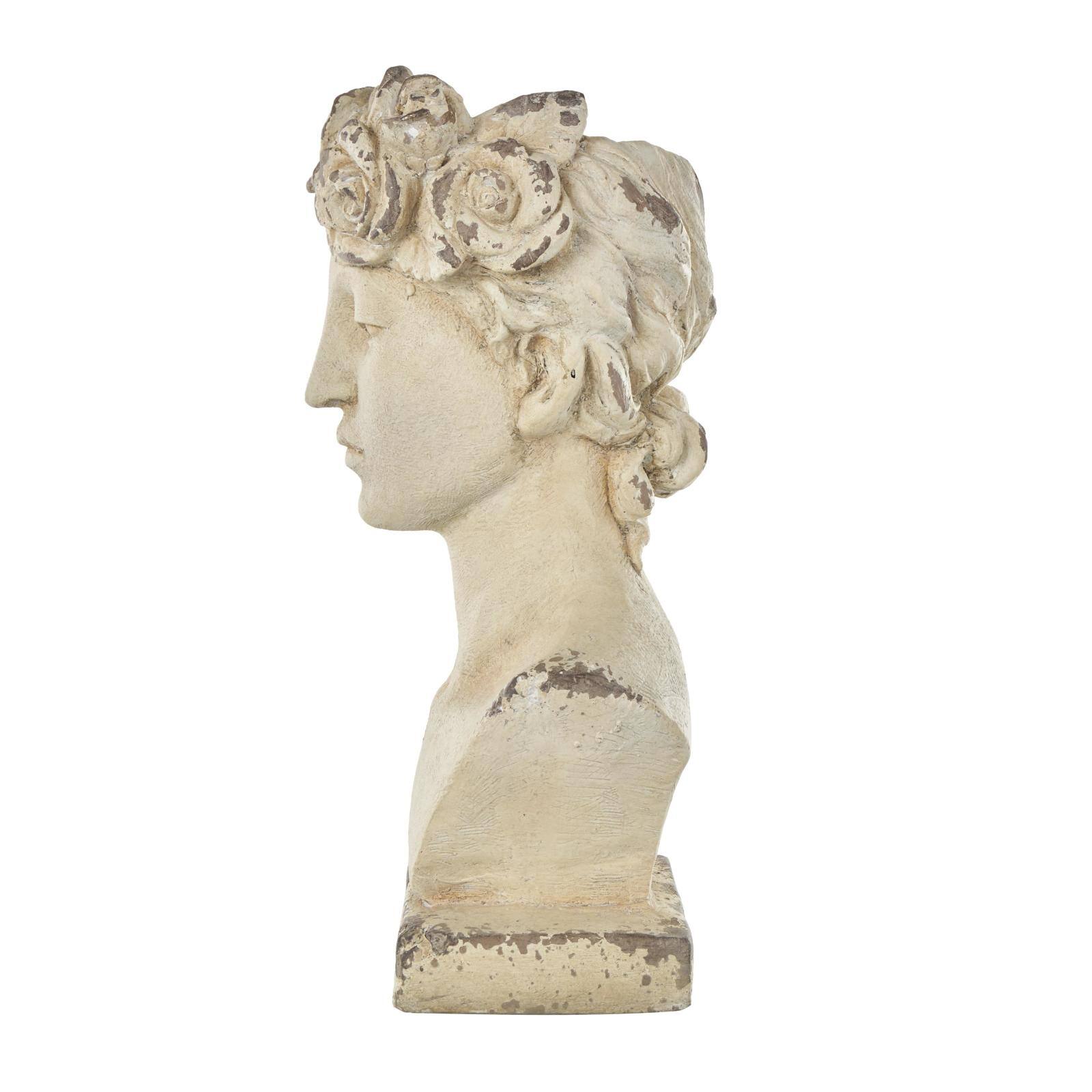 22&#x22; Cream Distressed Woman Antique Greek Bust Planter