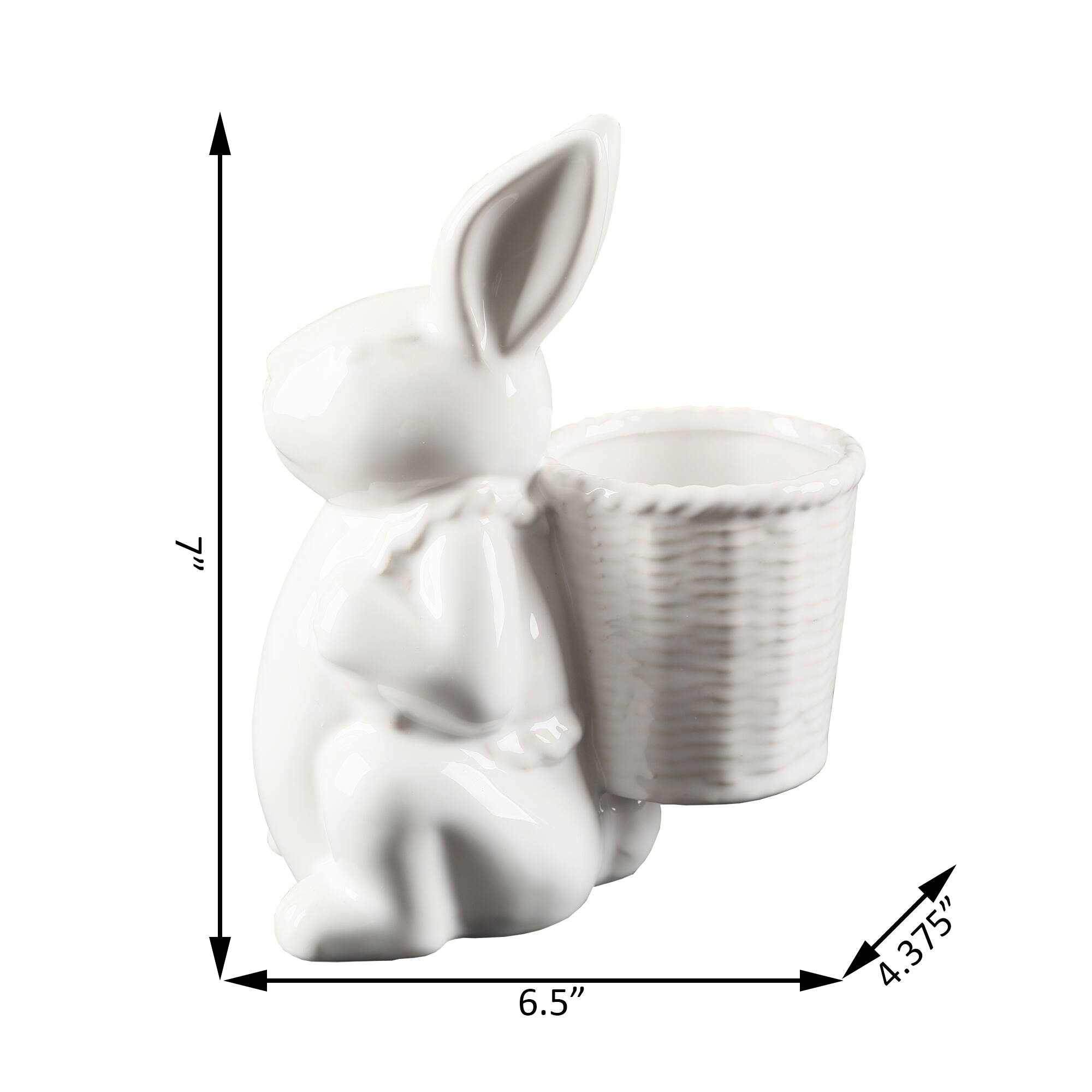 Flora Bunda® 7" Ceramic Bunny with Basket Planter