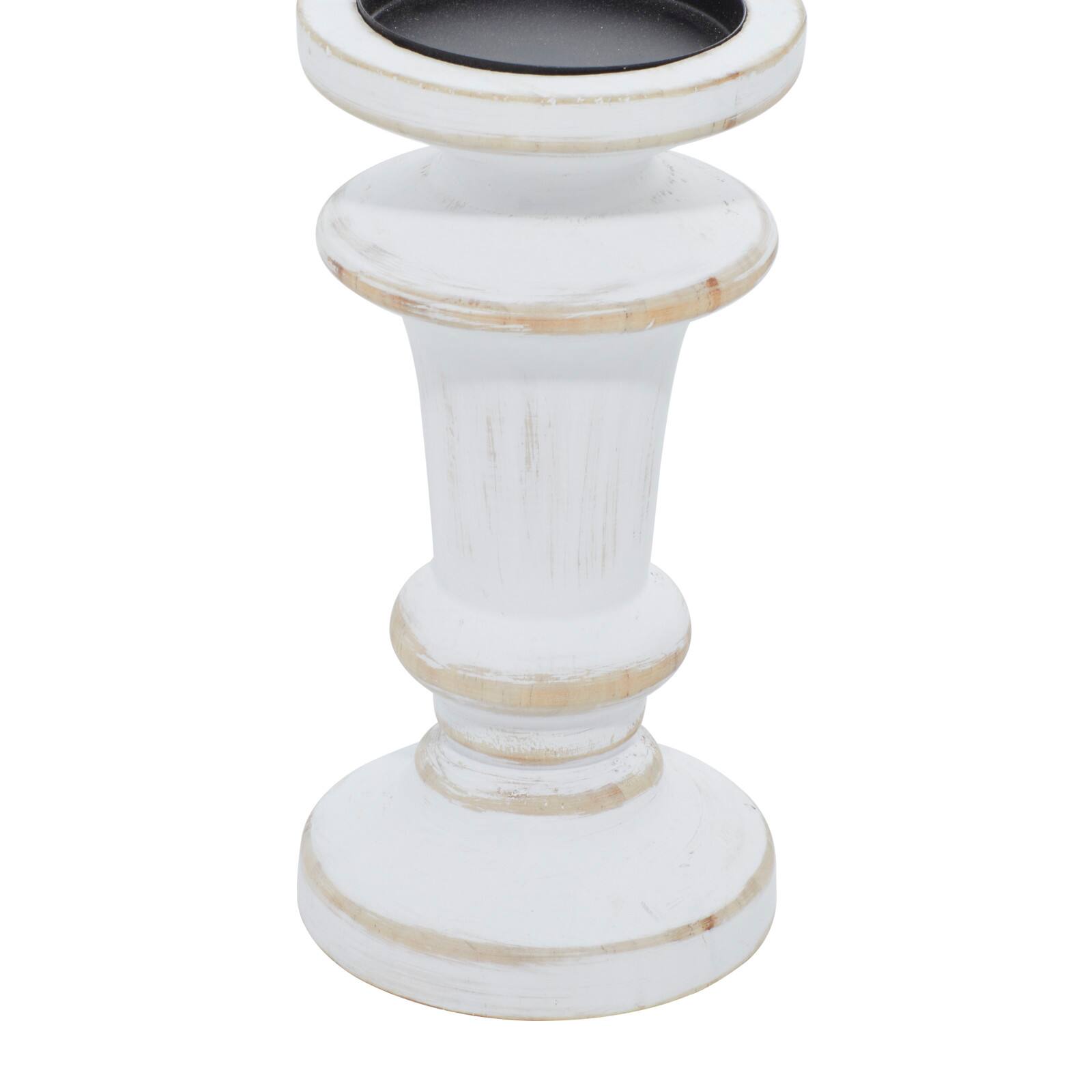 White Wood Farmhouse Candle Holder Set