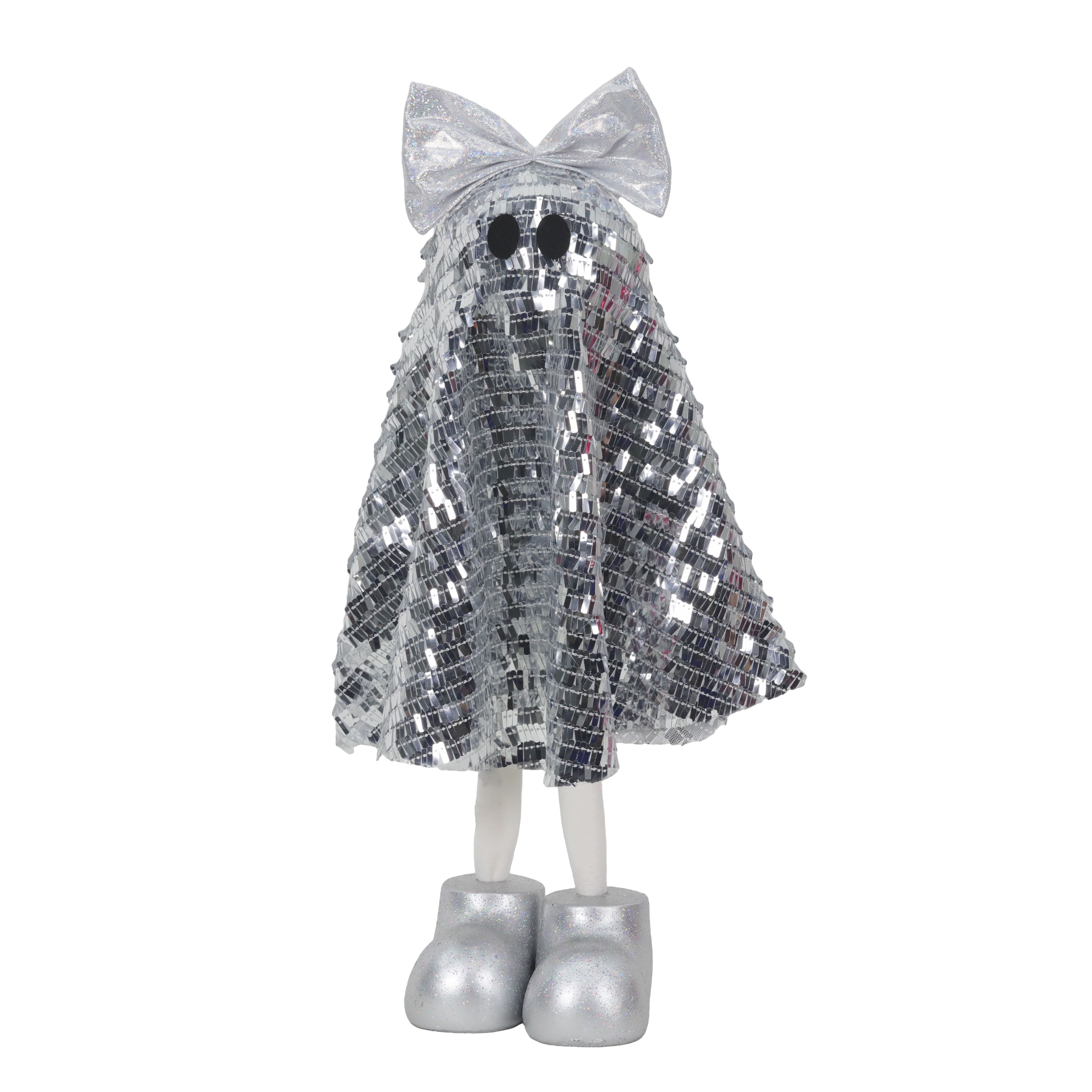 17&#x22; Standing Sequin Fabric Ghost with Bow Tabletop D&#xE9;cor by Ashland&#xAE;
