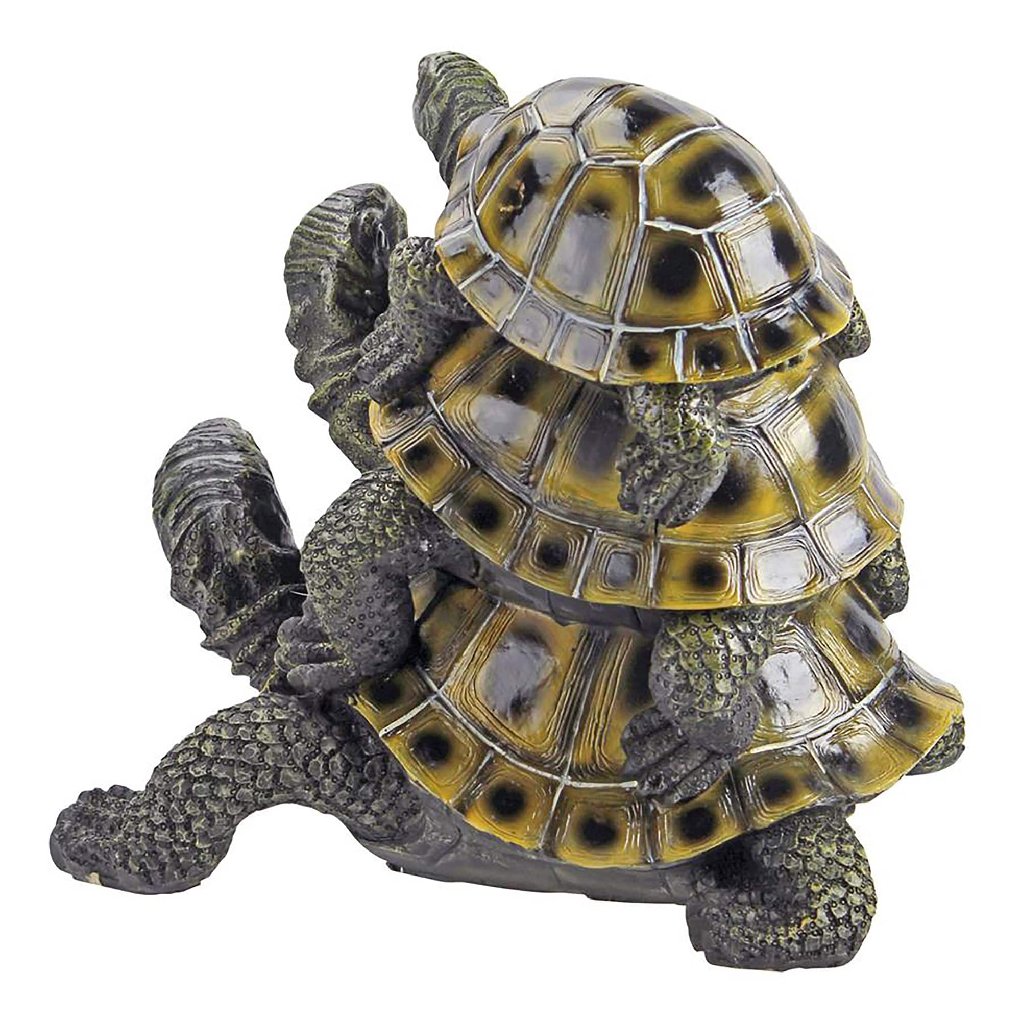 Design Toscano 9.5&#x22; Three&#x27;s a Crowd Stacked Turtle Statue