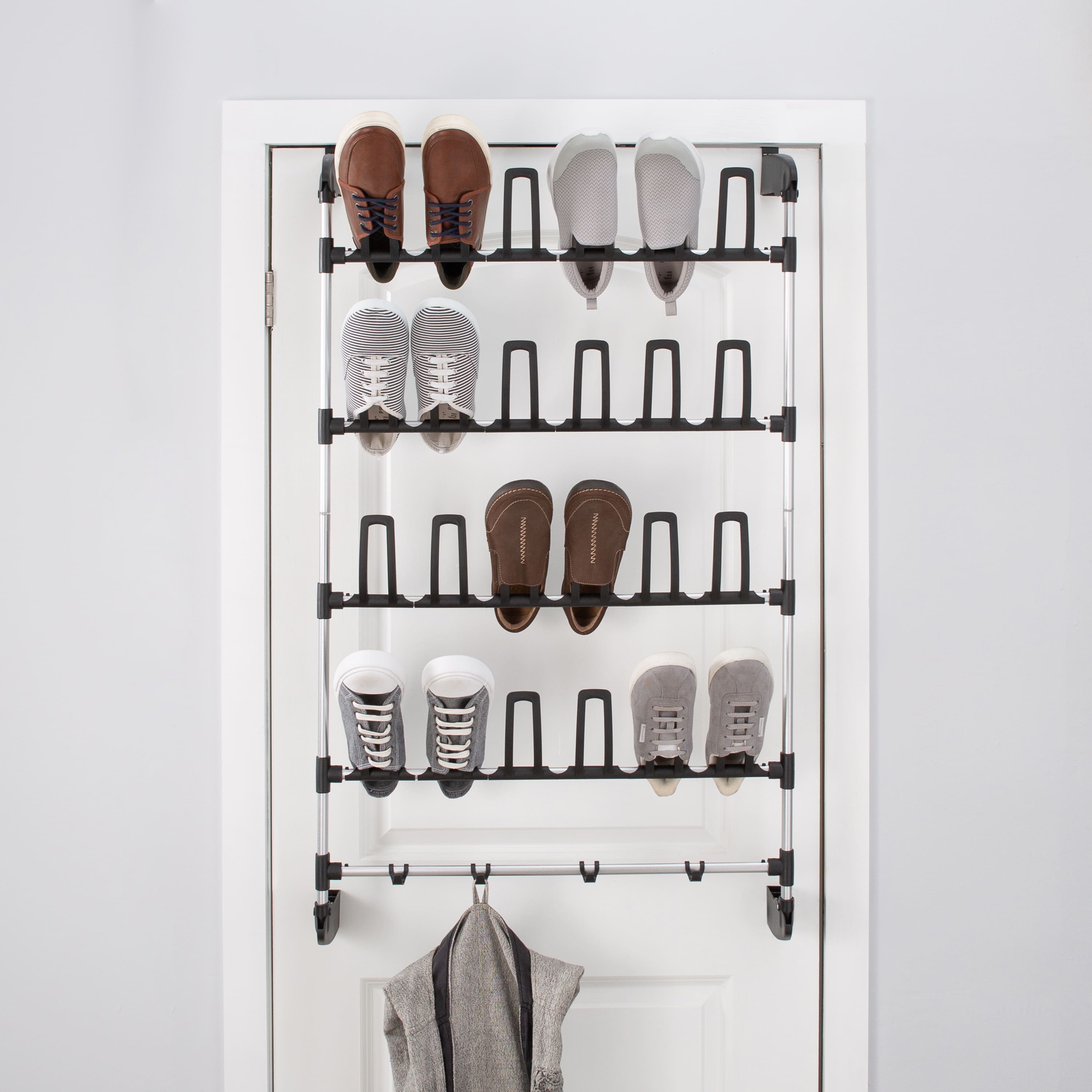 Organize It All Overdoor 12 Pair Shoe Rack With 4 Accessory Hooks : Target