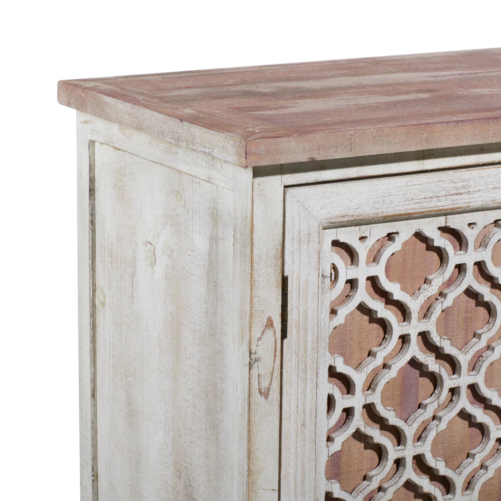 Rustic Rectangular Brown Wooden Lattice Cabinet, 31.19&#x201D; x 28.50&#x201D; x 13.63&#x201D;