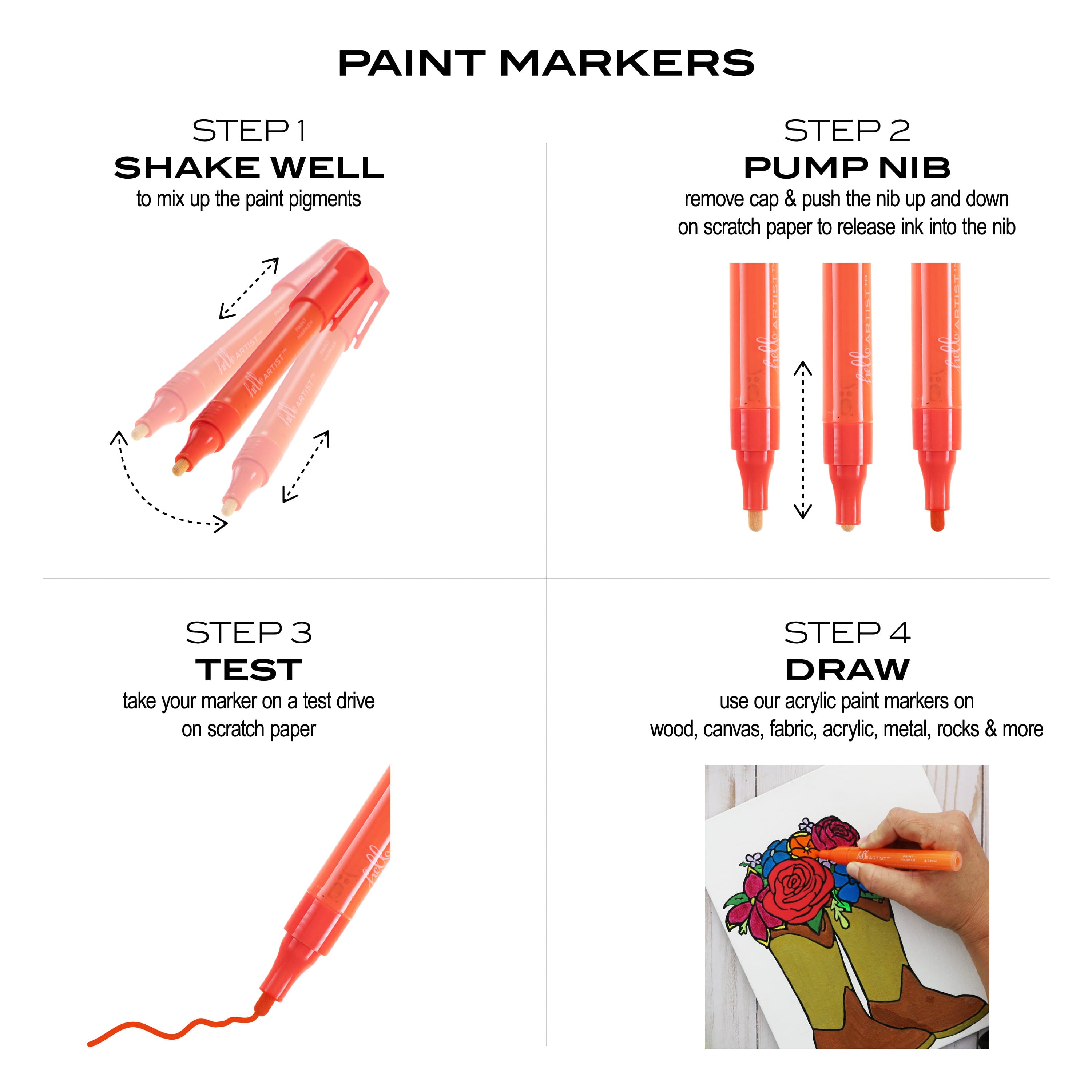 Hello, Artist!&#x2122; 10-Color Paint Markers Set