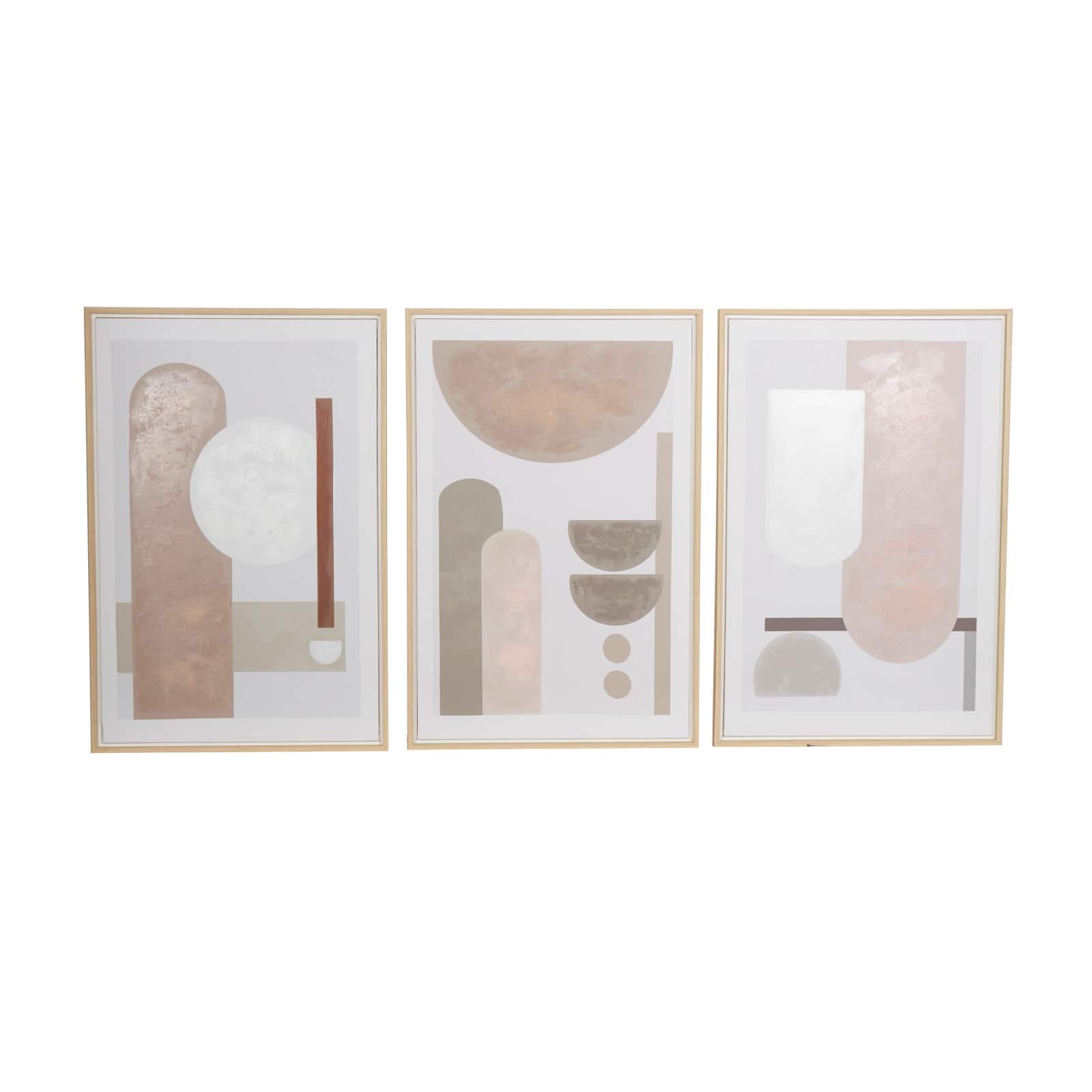 Pink Mid-Century Modern Abstract Framed Wall Art Set