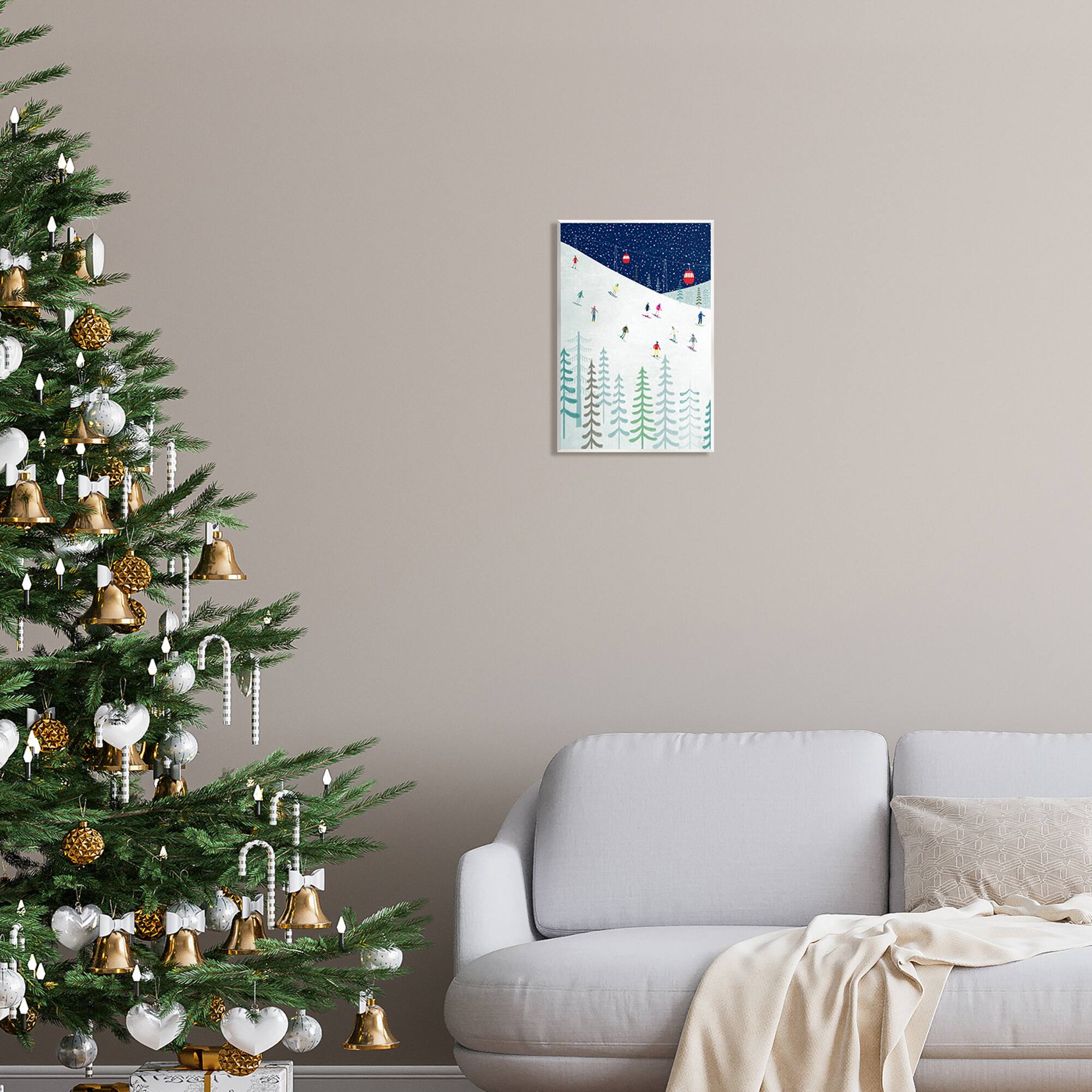 Stupell Industries Skiing Night Sky Winter Slopes Wall Plaque Art