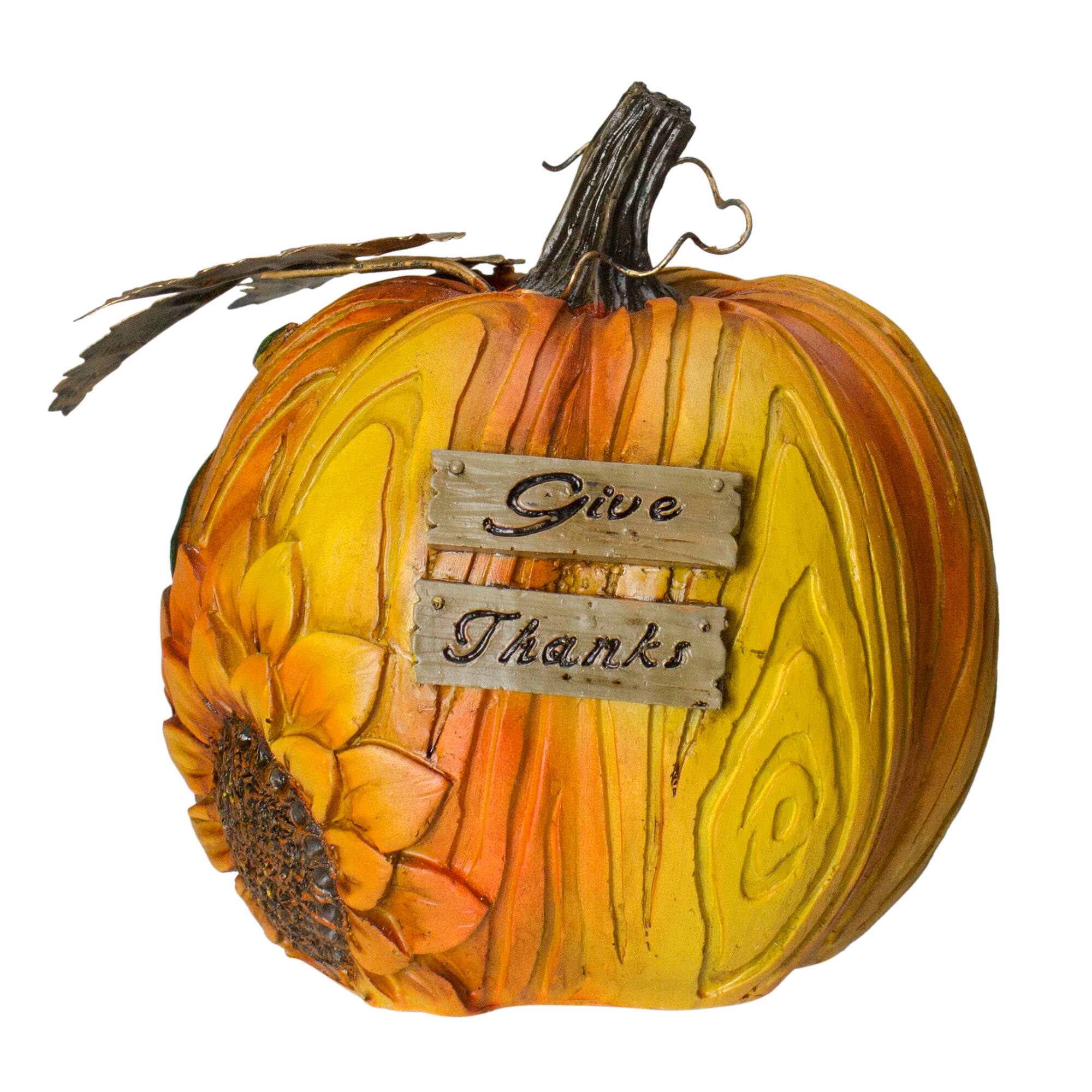 6.5&#x22; Orange &#x26; Yellow Sunflower Pumpkin Tabletop D&#xE9;cor