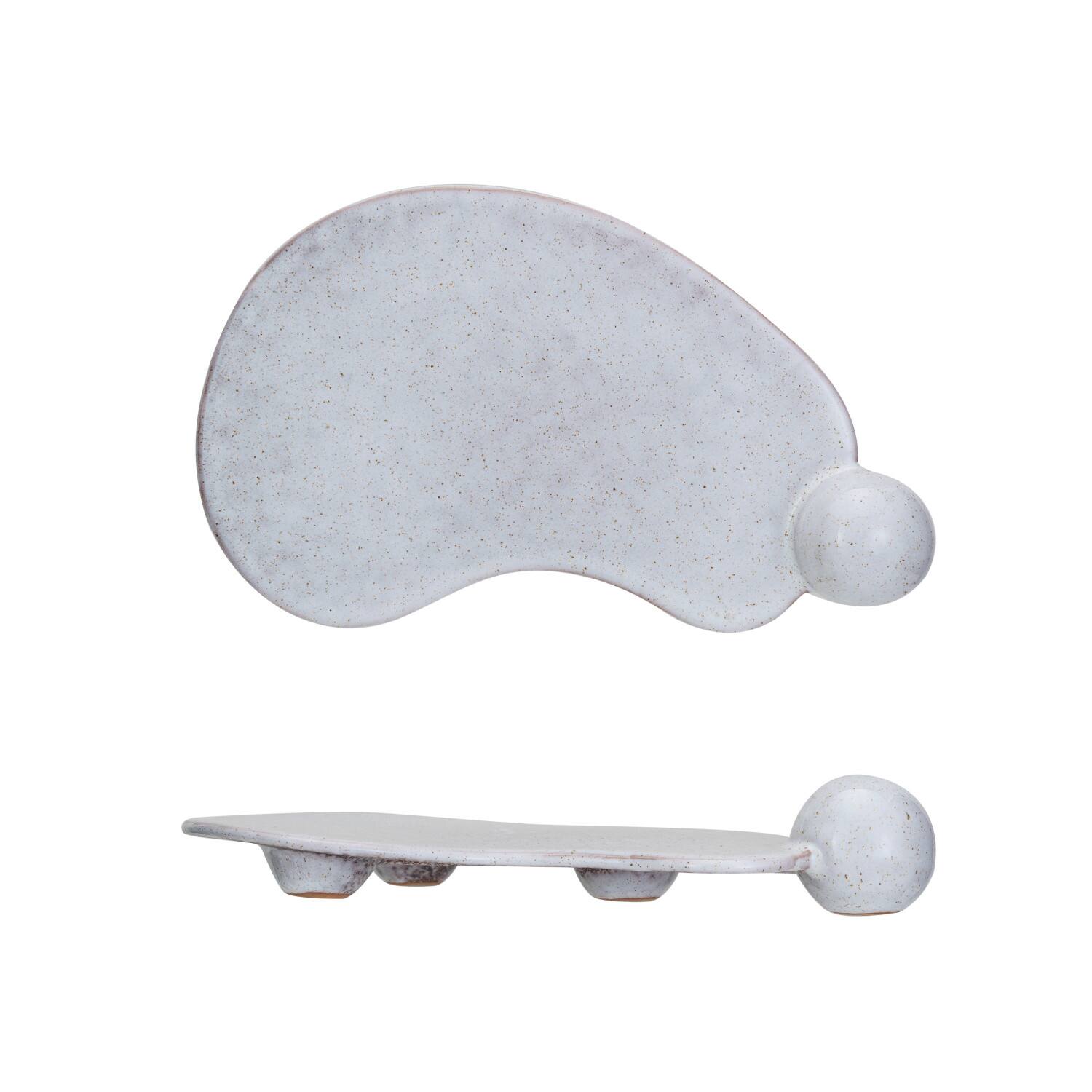 Hello Honey® 10.25" Cream Reactive Glaze Stoneware Tray with Ball