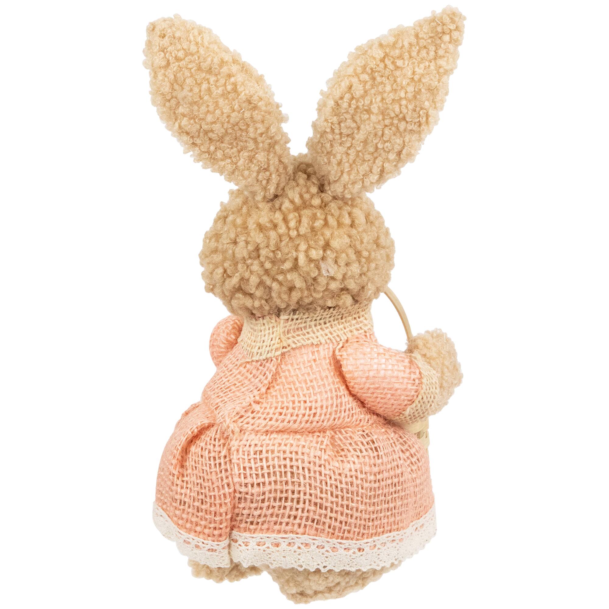 10&#x22; Plush Girl Easter Rabbit Figurine with Basket