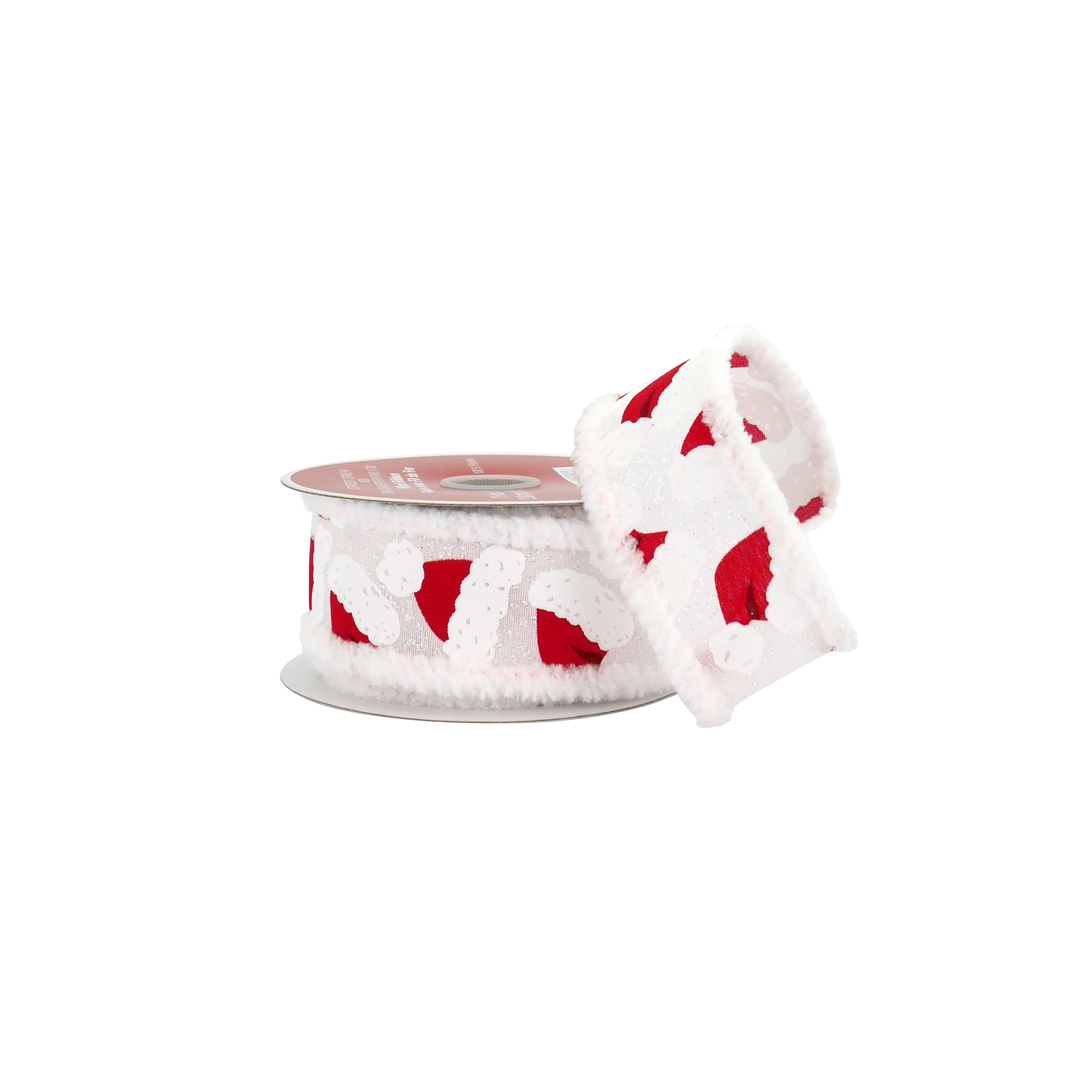 1.5&#x22; x 15ft. Santa Hats with Fur Edges Wired Ribbon by Celebrate It&#xAE;
