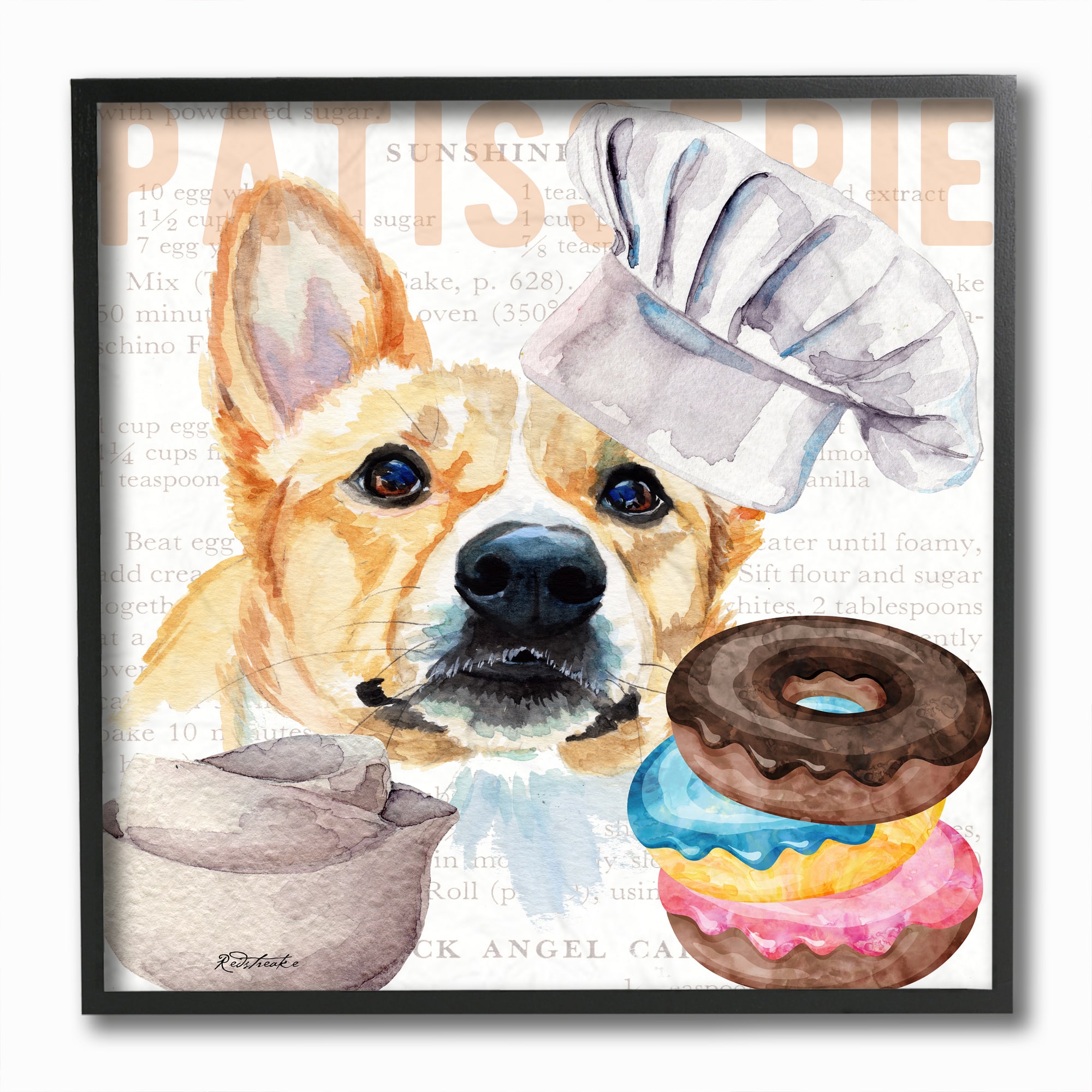 Stupell Industries Corgi Dog Kitchen Bakery Pet Watercolor Painting, 12" x 12"