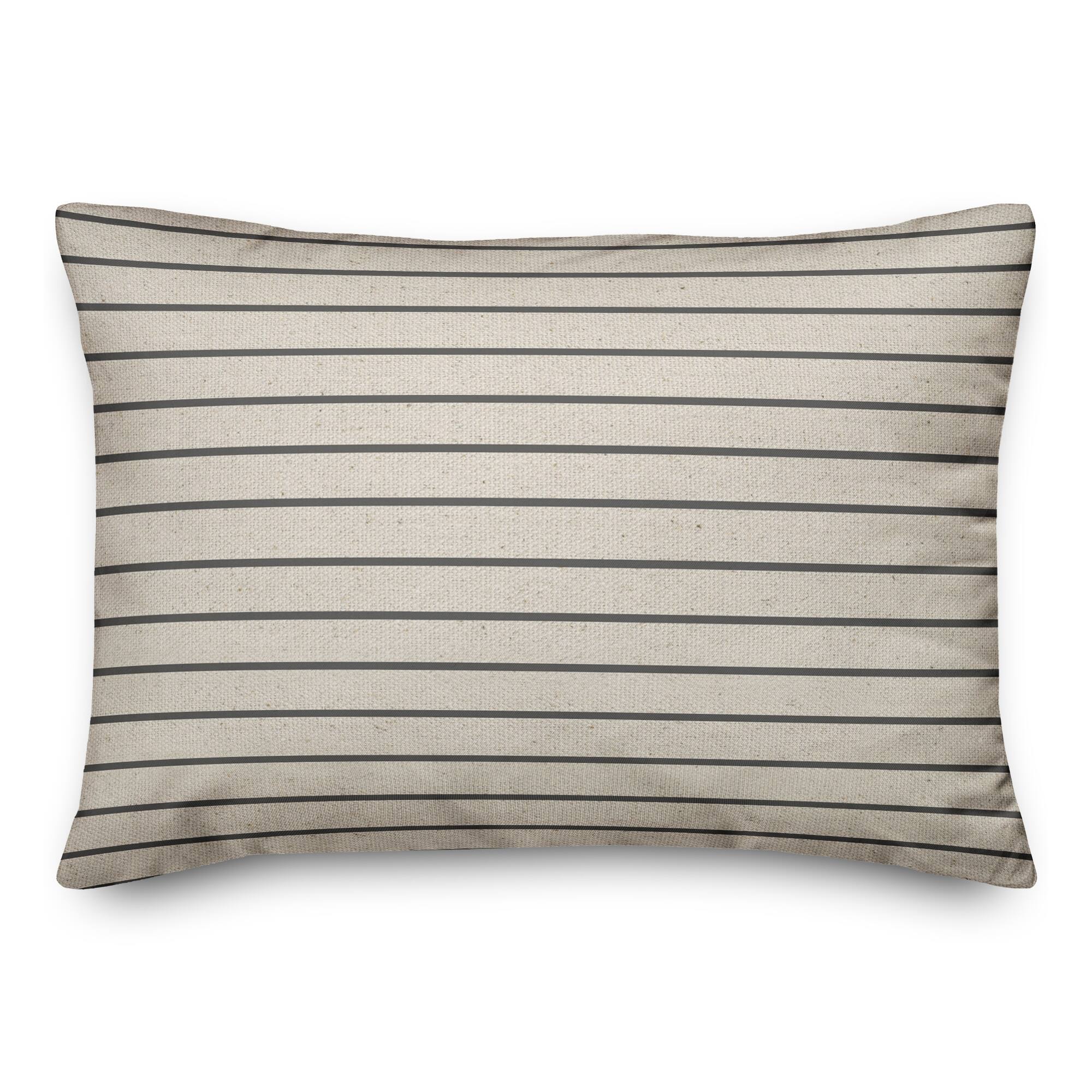 Thin Gray Stripes On Linen Pillow 4 14" x 20" Throw Pillow