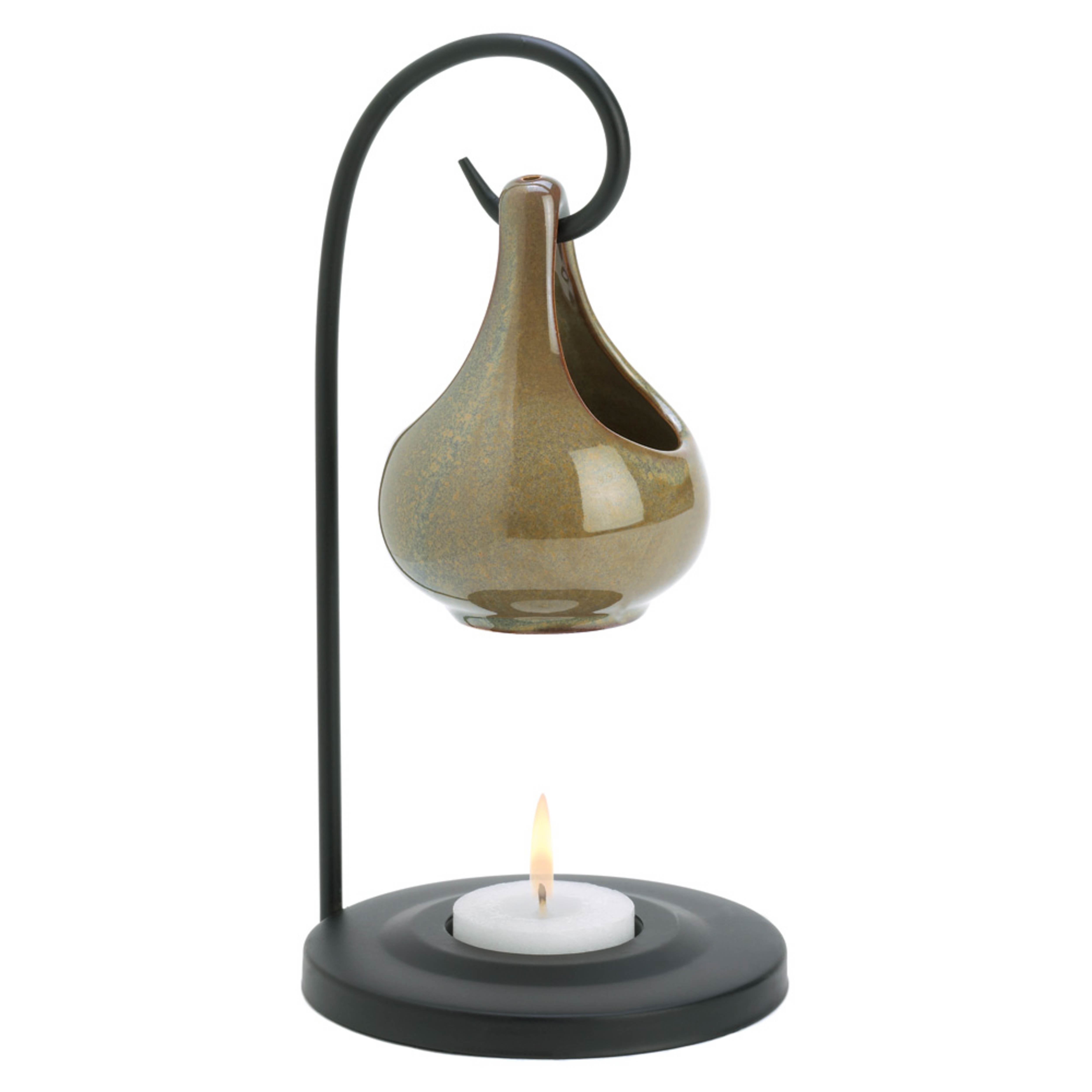 8&#x22; Earth Tone Porcelain Tear Drop Candle Oil Warmer