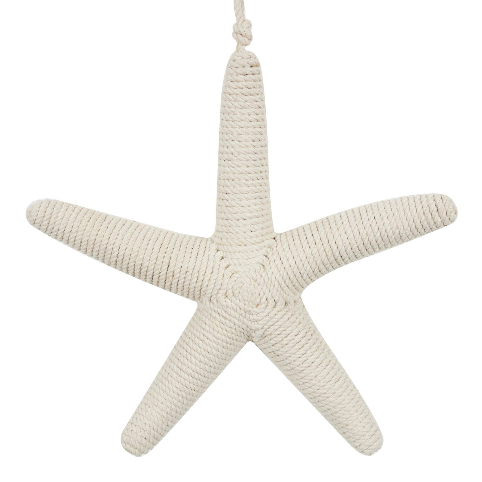 12.5" Handmade Wrapped Jute Starfish Hanging Wall Décor