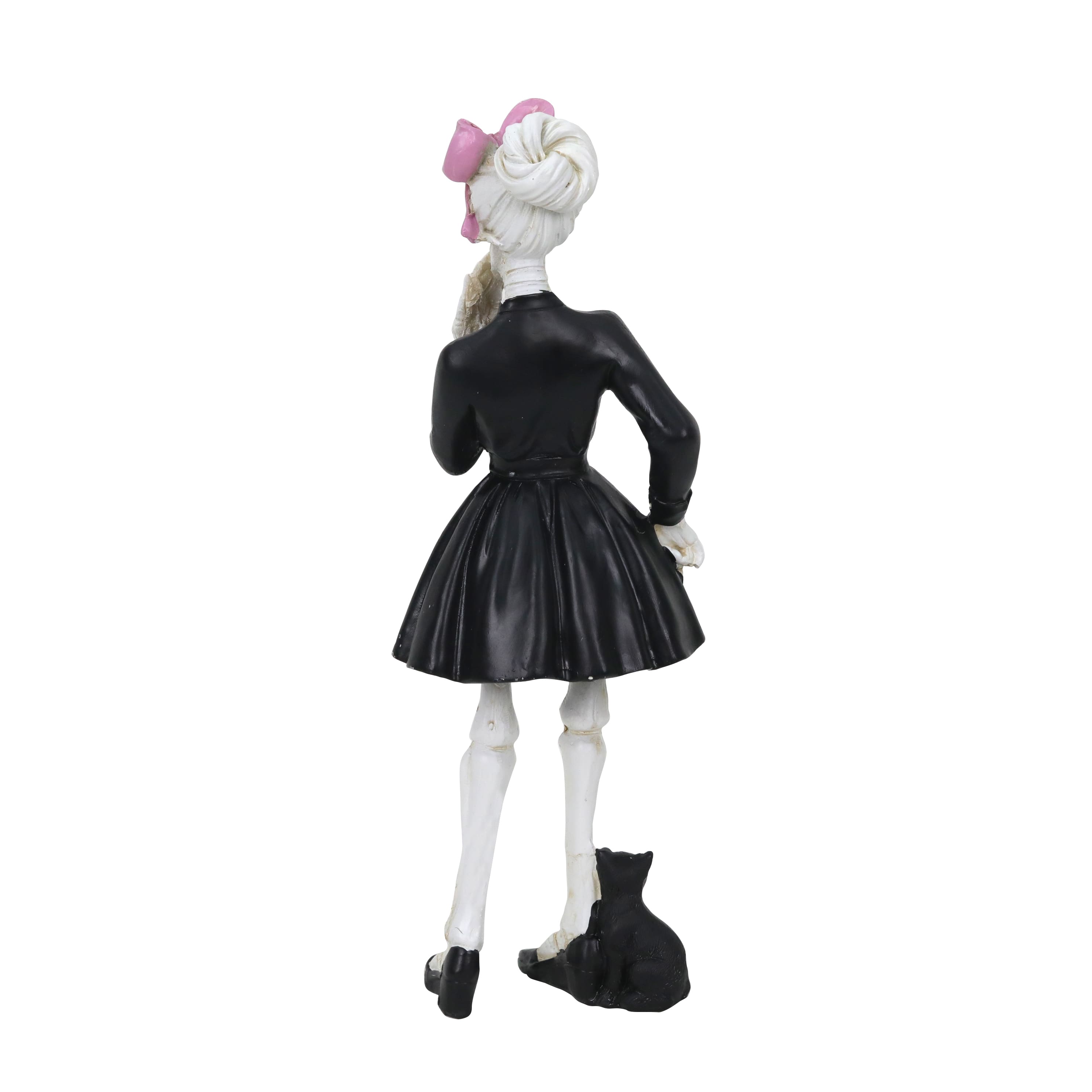 8.5&#x22; Skeleton in Black Dress with Cat Tabletop D&#xE9;cor by Ashland&#xAE;