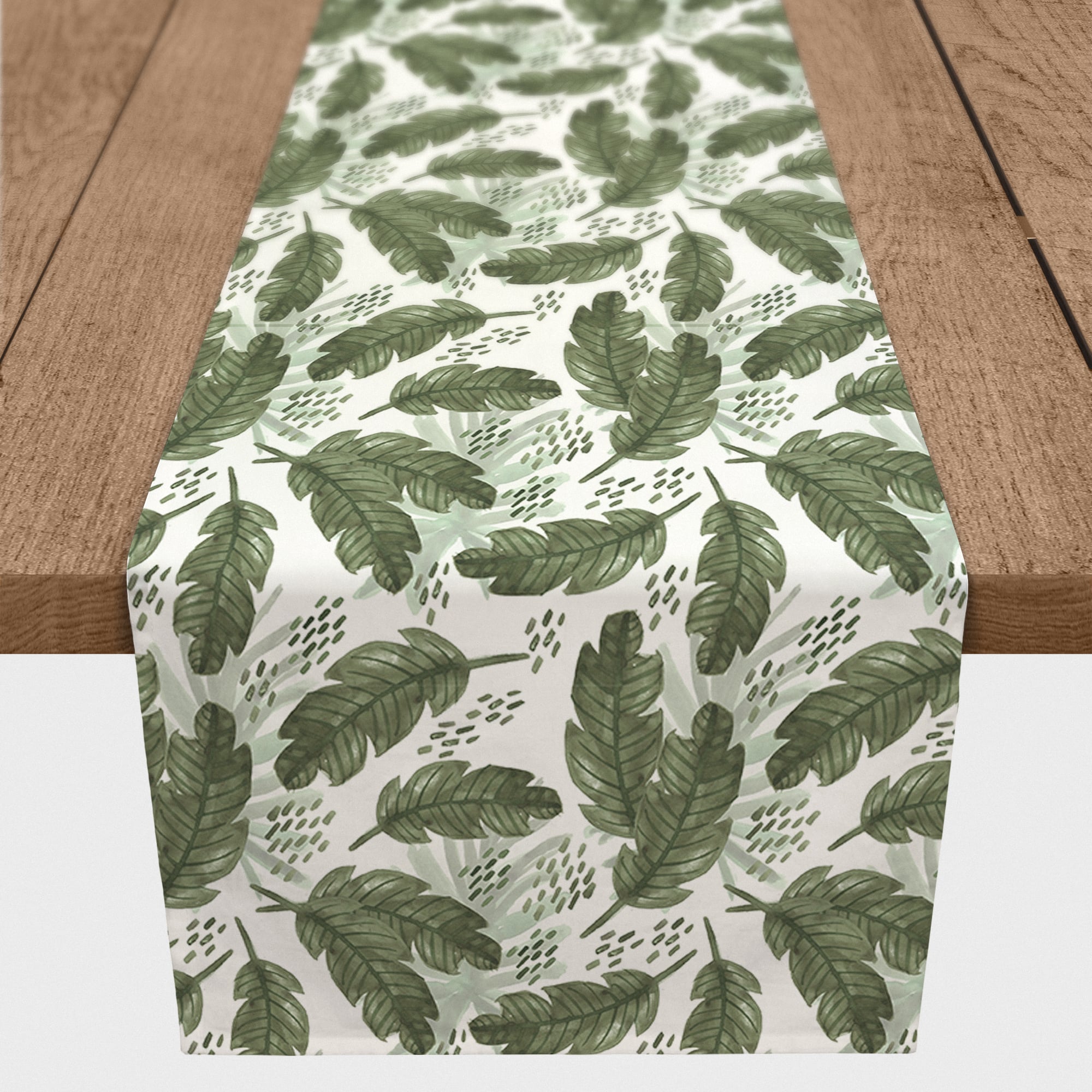 Tropical Leaves Pattern 16" x 90" Cotton Twill Runner