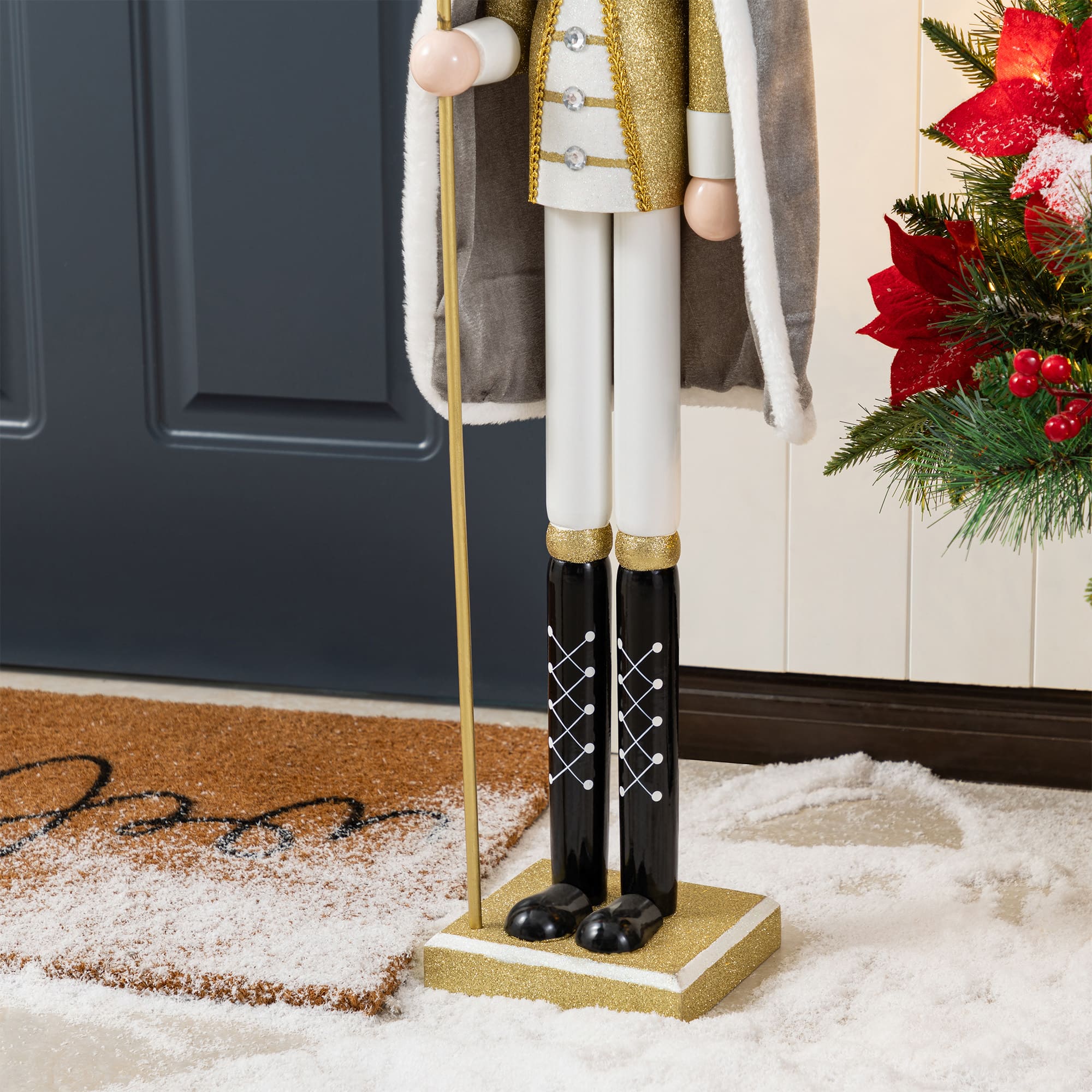 Glitzhome&#xAE; 42&#x22;H Wooden Christmas Gold Dressed King Nutcracker
