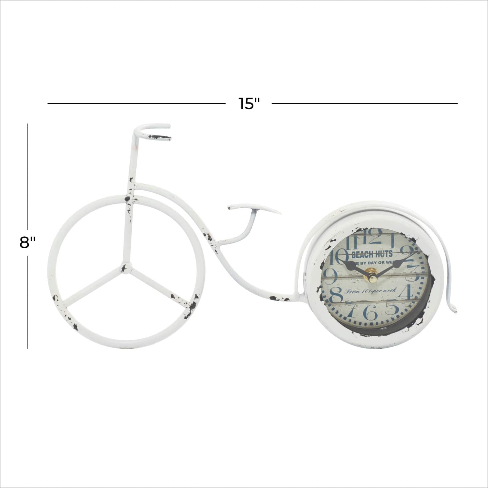 15&#x22; White Metal Farmhouse Bicycle Clock